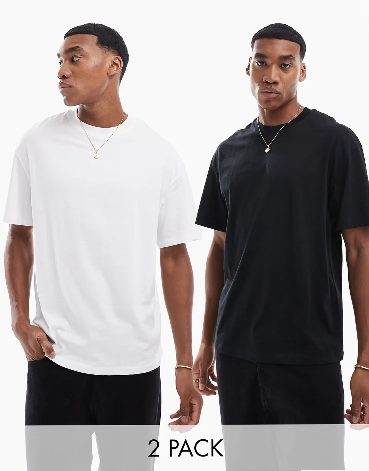 2-pack oversized T-shirts in white & black