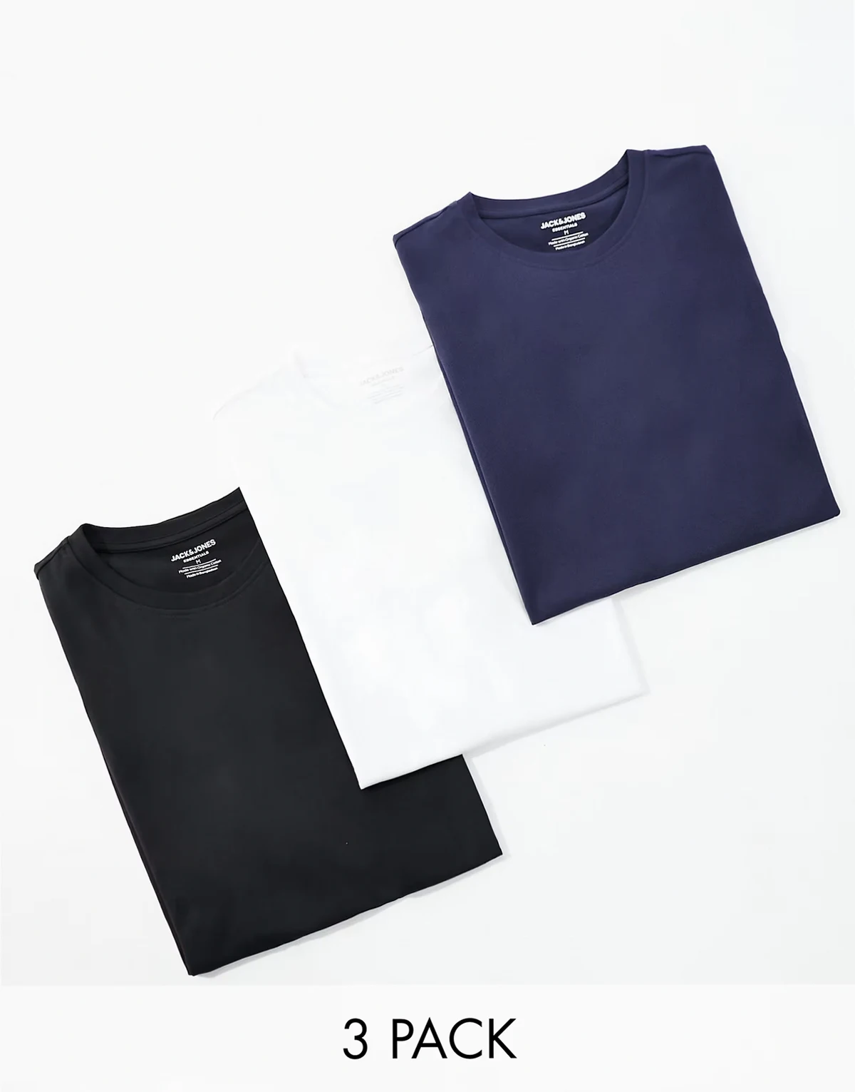 Originals 3 pack curve longline t-shirt in white/navy/black