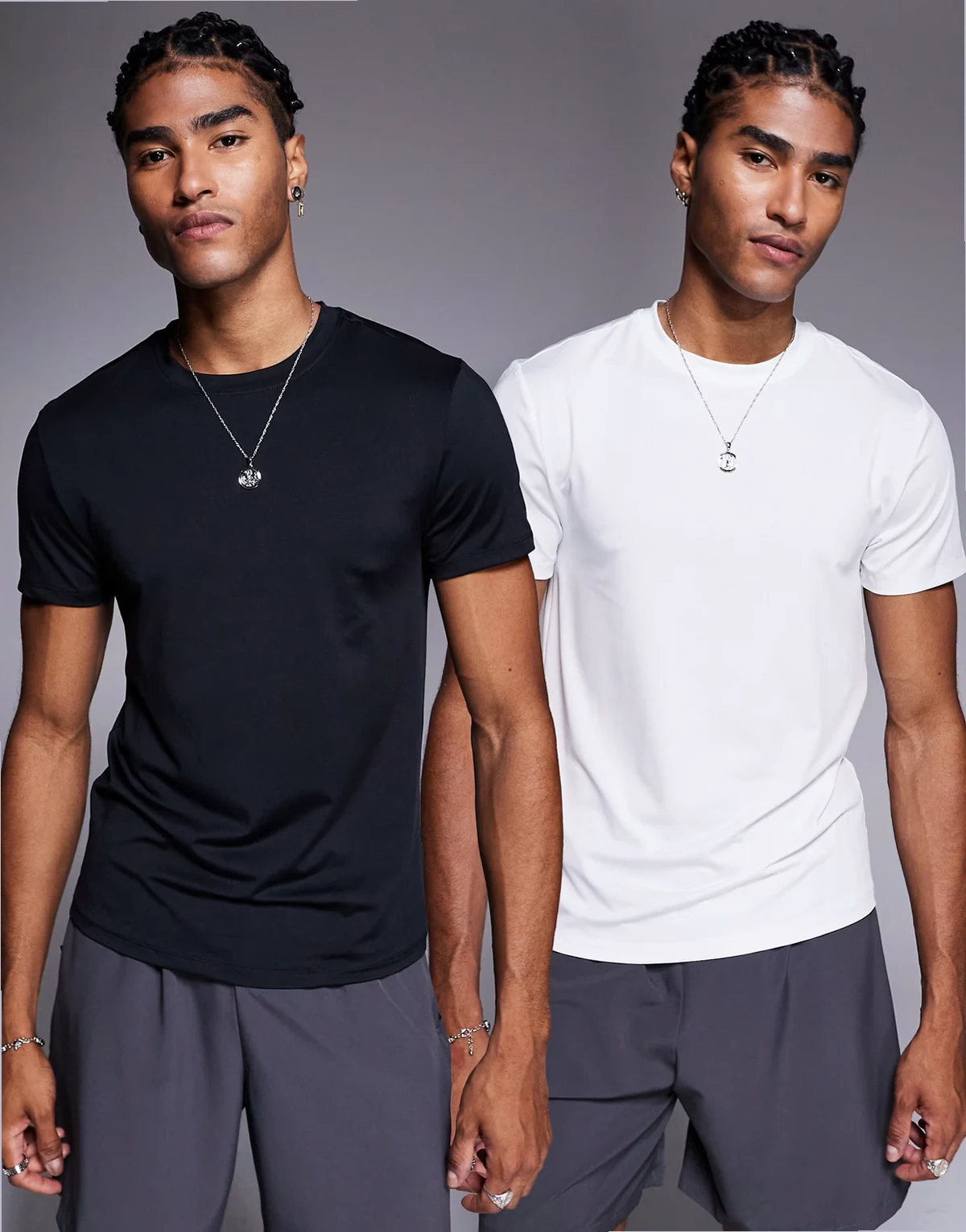 Icon active quick dry muscle fit base layer training T-shirt 2 pack in black and white