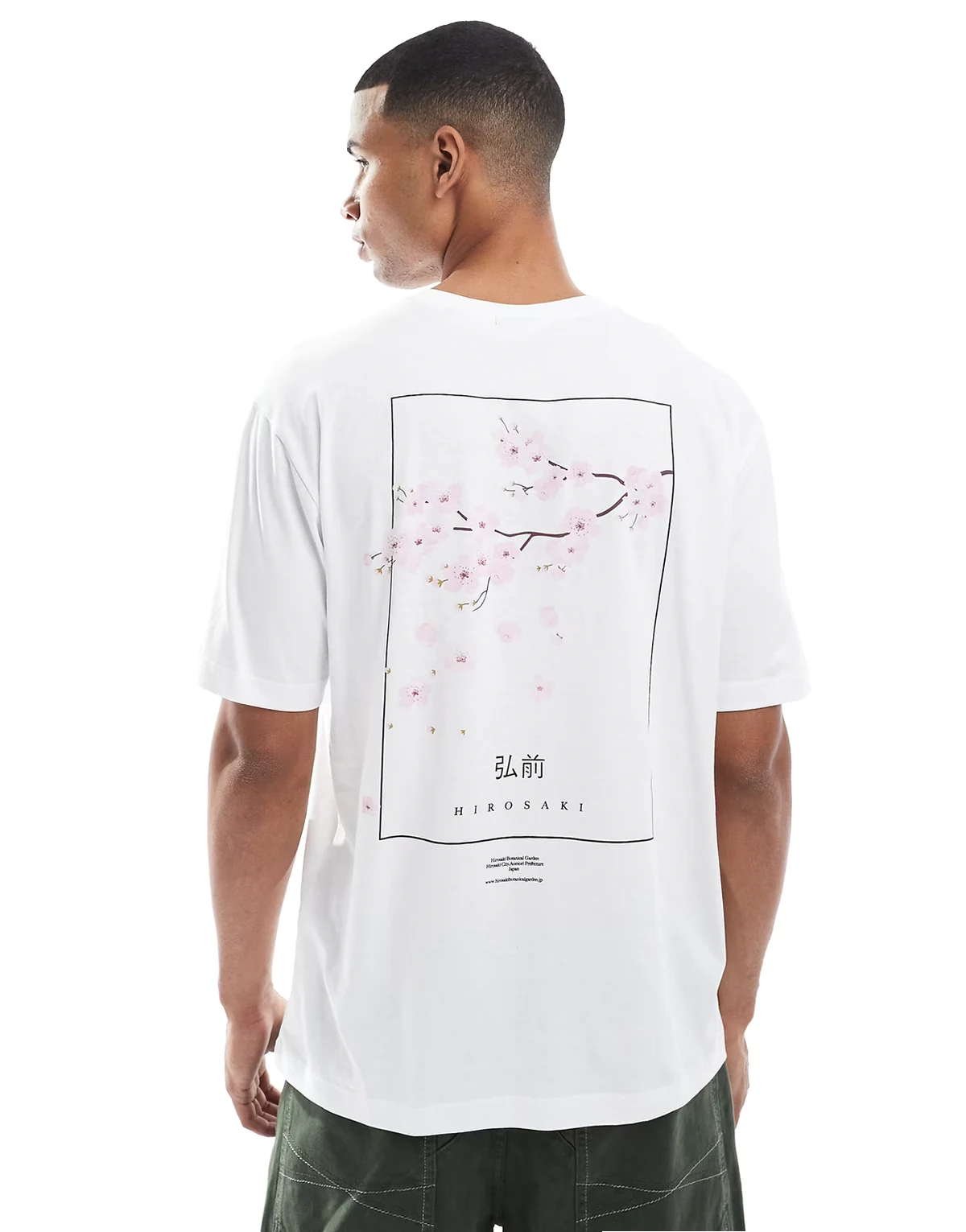 oversized fit t-shirt with Hirosaki back print in white