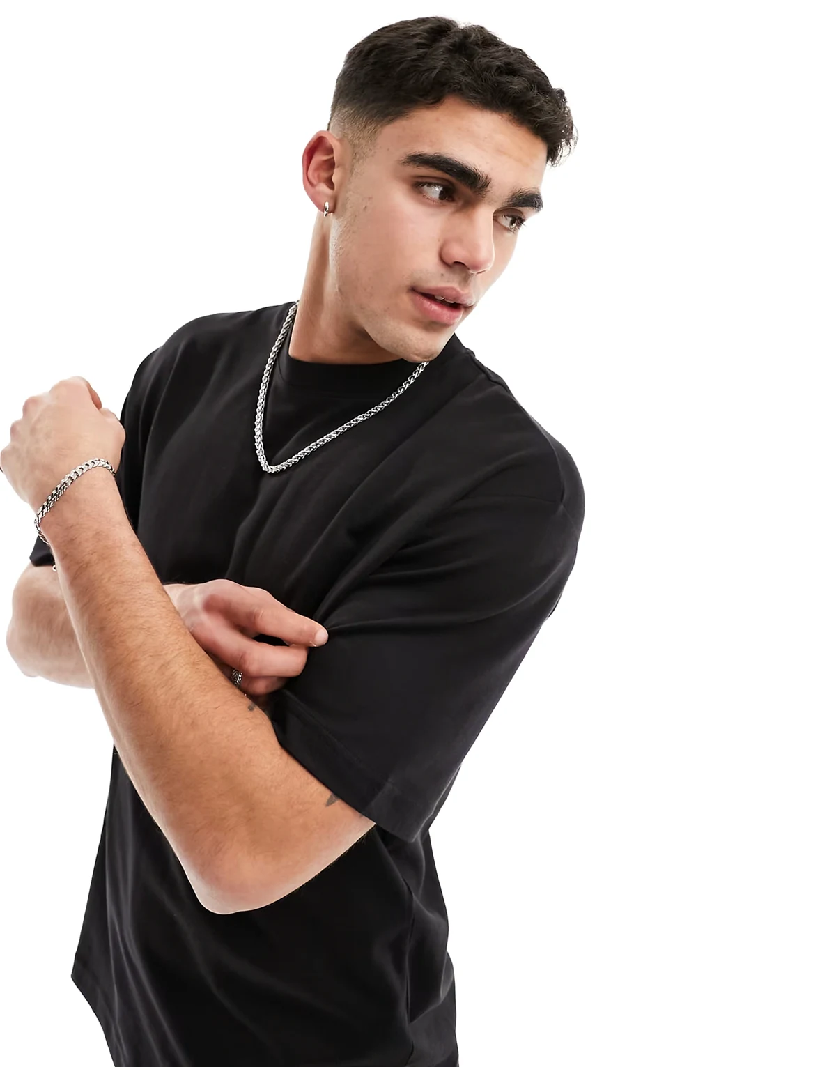 – Kastiges Oversize-T-Shirt in Schwarz