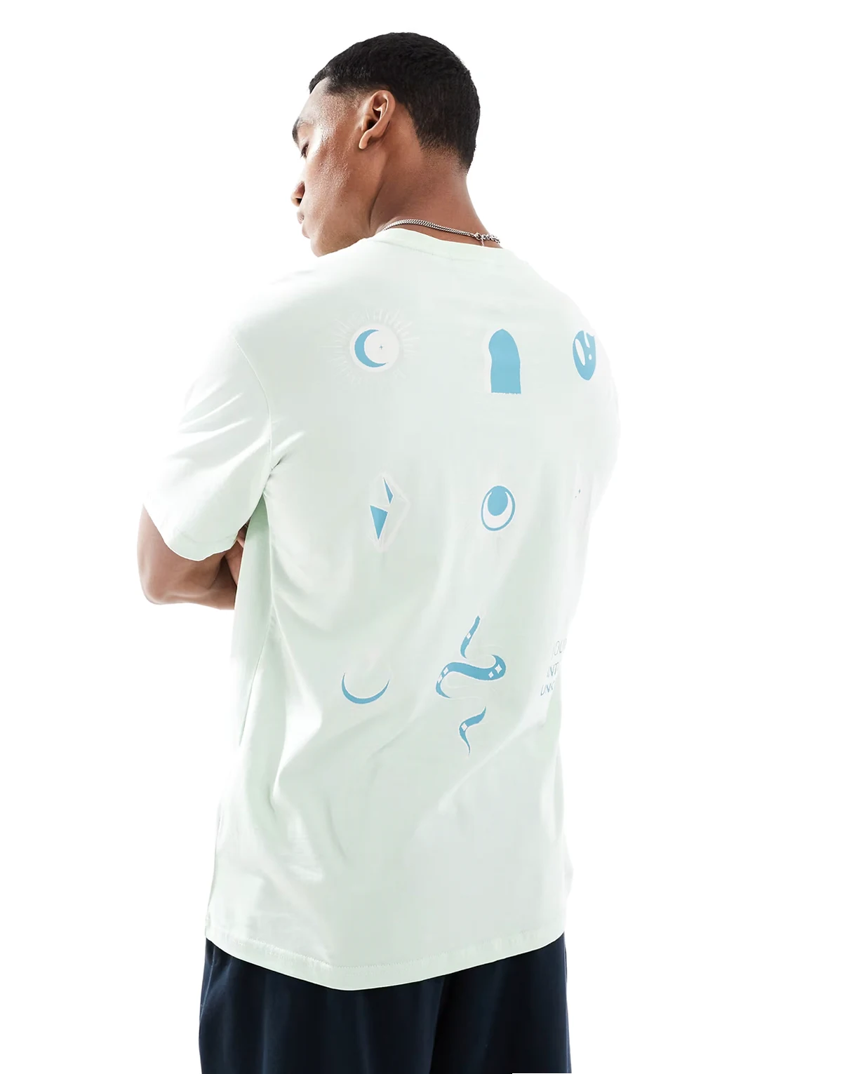 oversized t-shirt with multi back print in light green