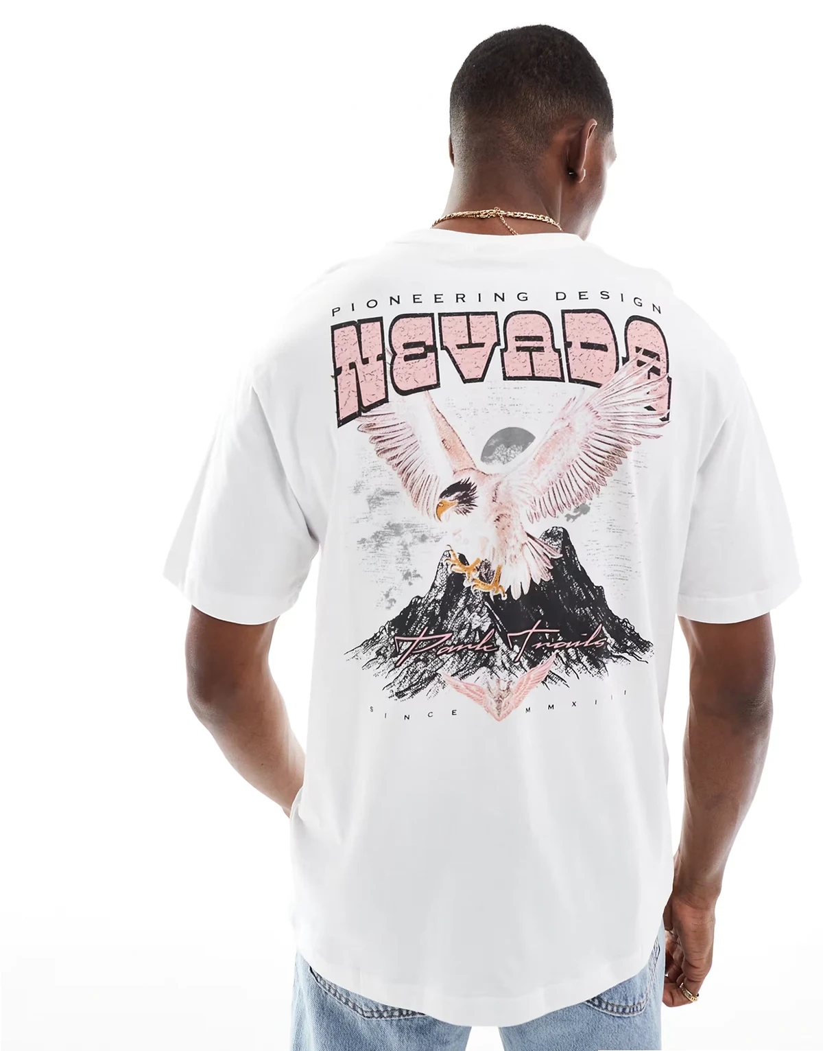 oversized T-shirt with Nevada back print in white