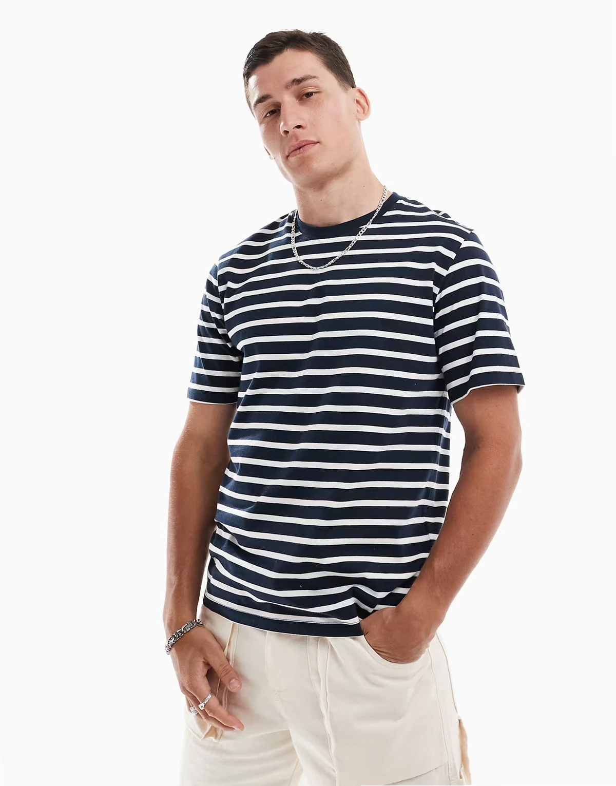 striped t-shirt in white
