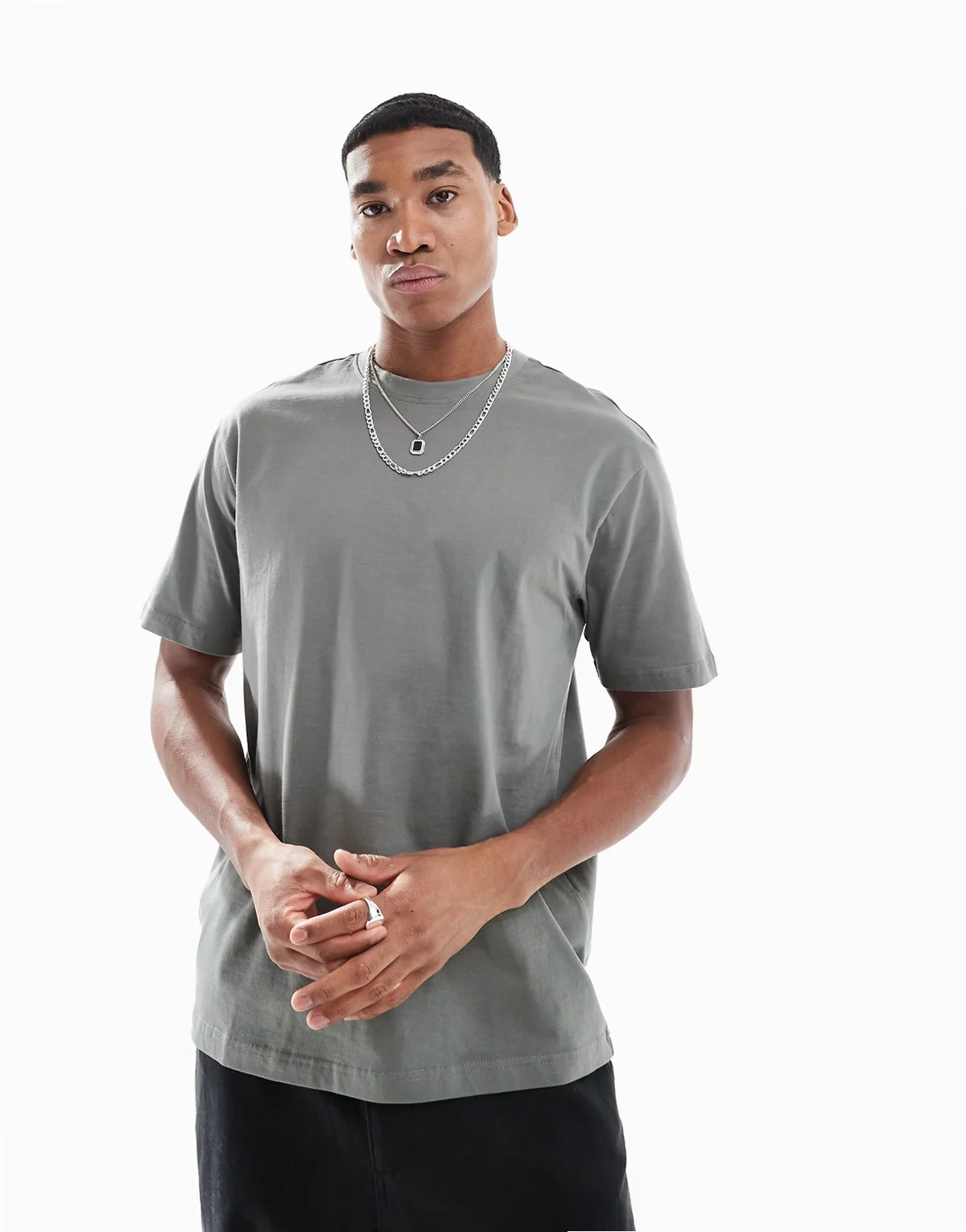 relaxed fit T-shirt in dark sage