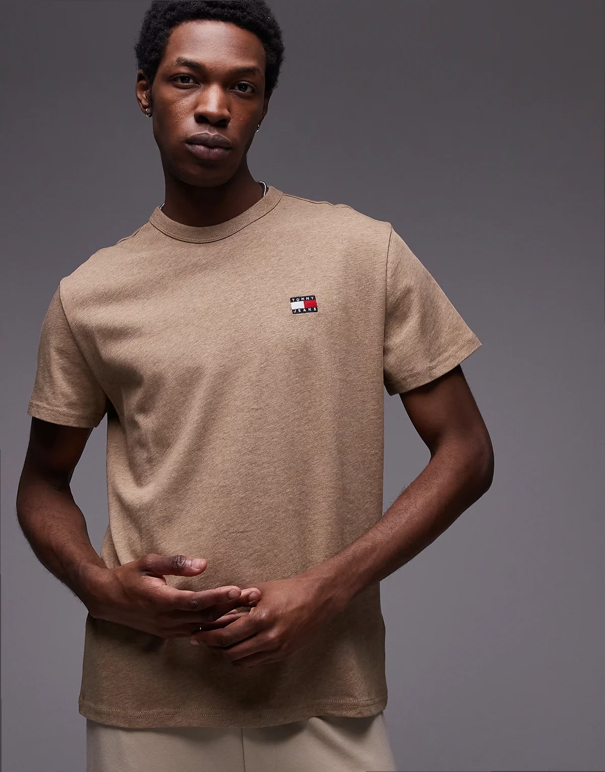 regular badge logo T-shirt in beige melange