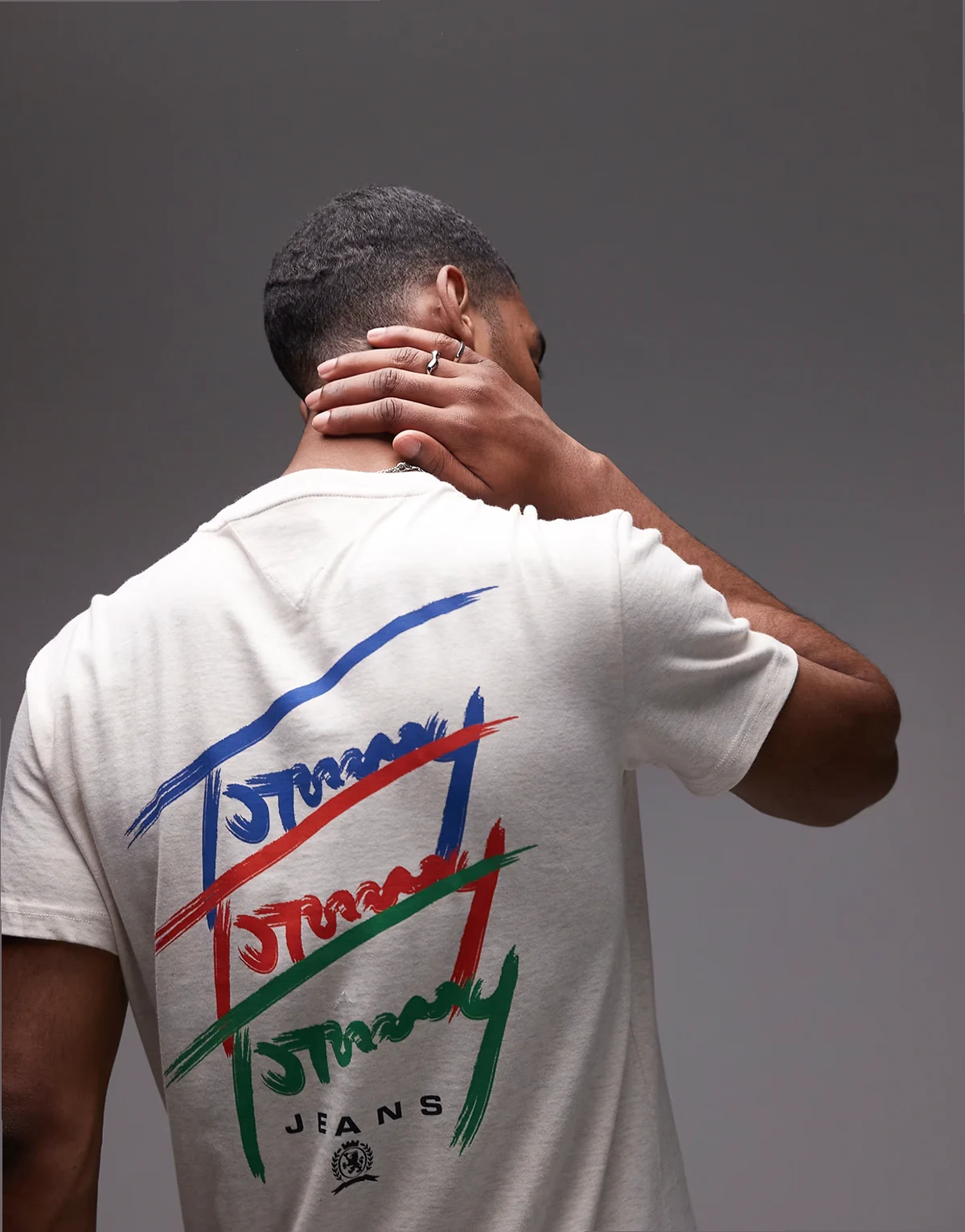 repeat signature backprint t-shirt in heathered oat