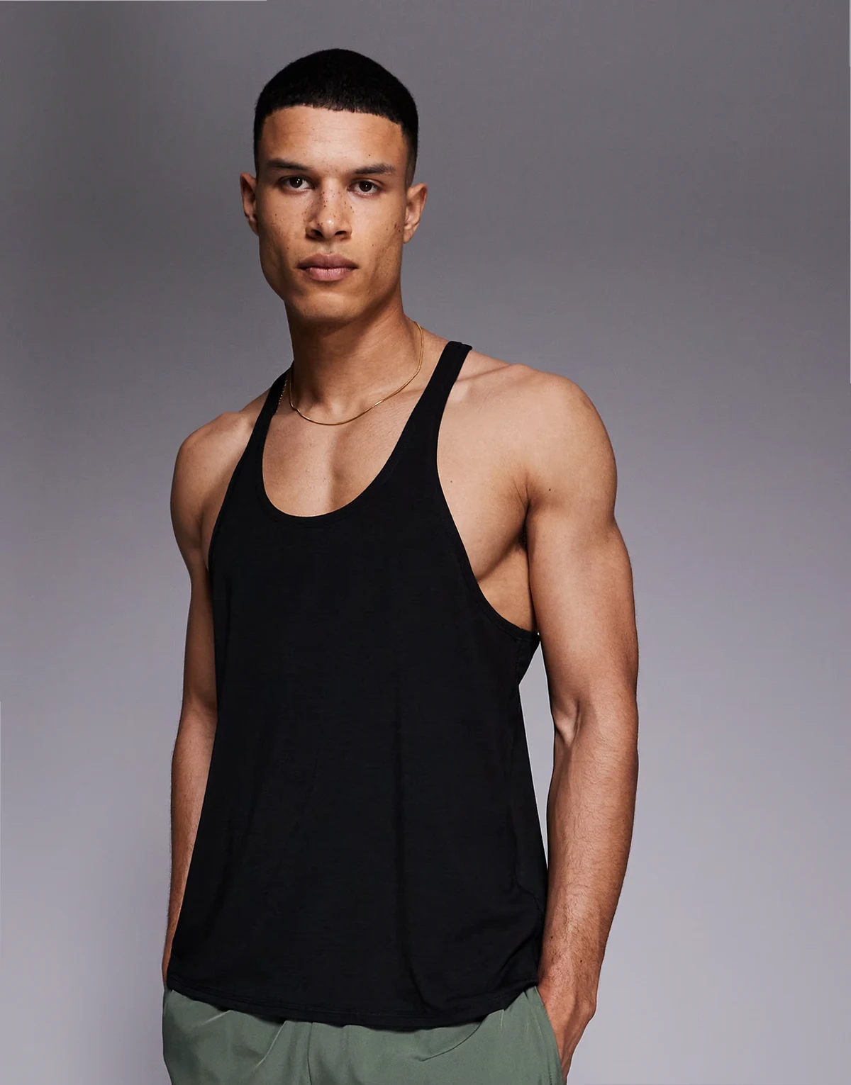 Icon performance jersey quick dry stringer tank top in black