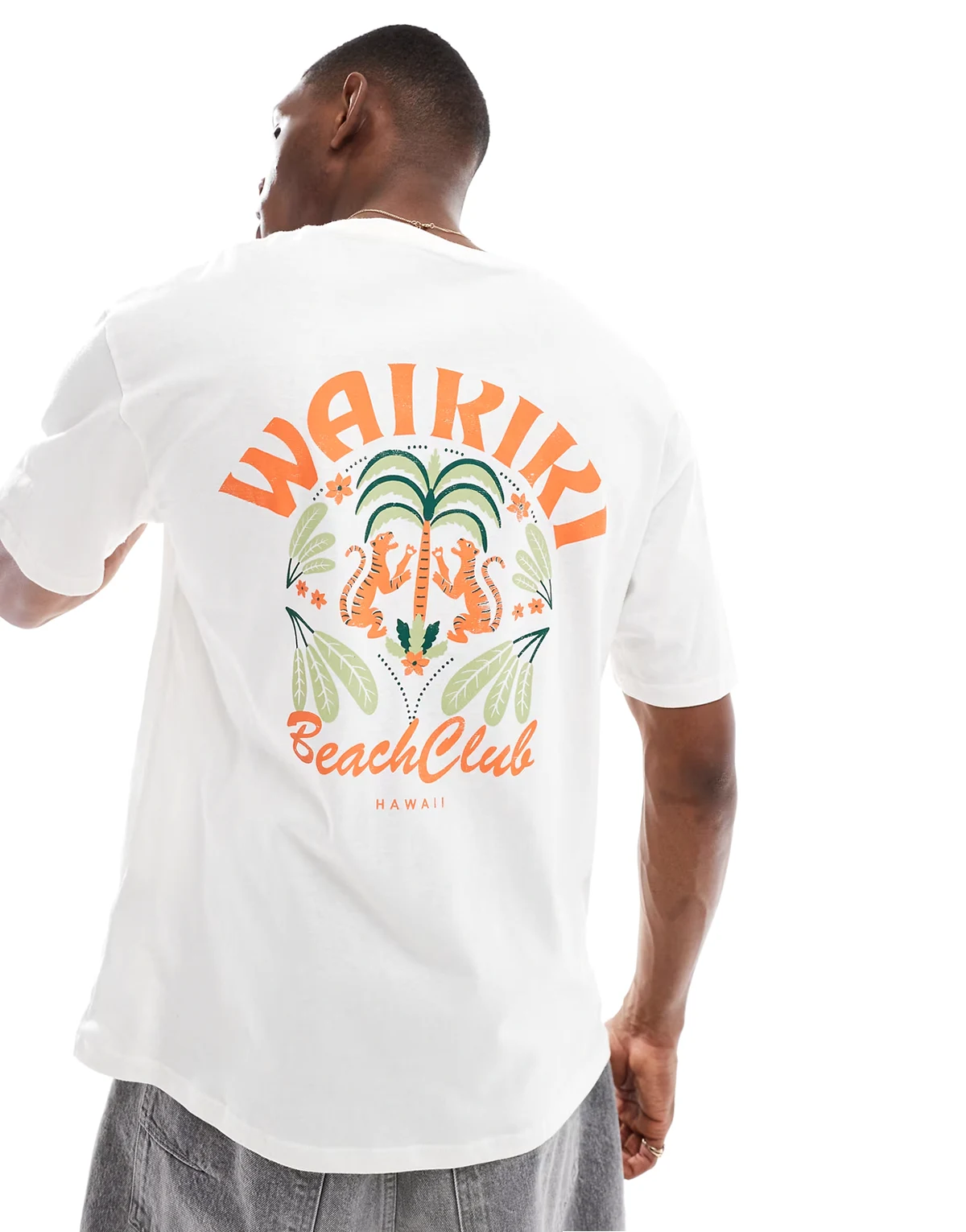 oversize T-shirt with waikiki backprint in white