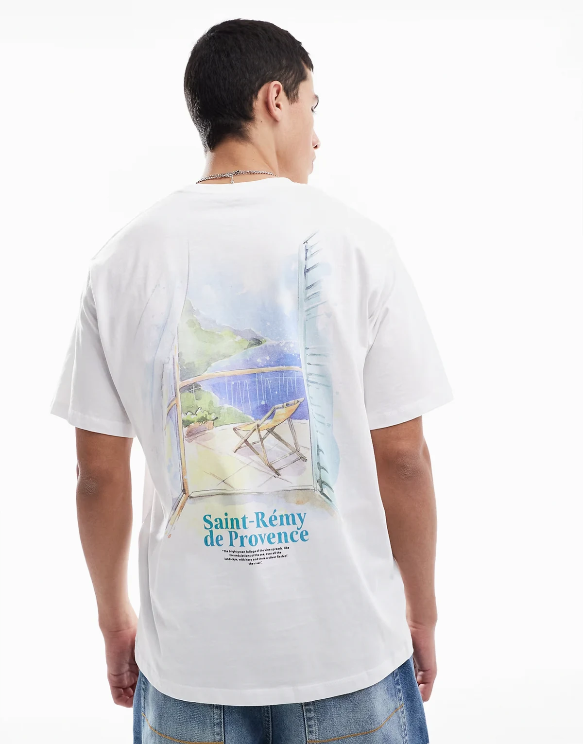 oversized t-shirt with french print in white