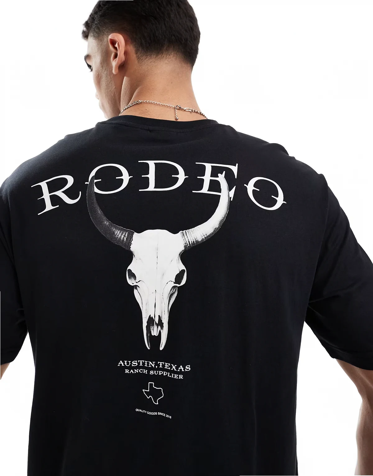 oversized t-shirt with rodeo back print in black