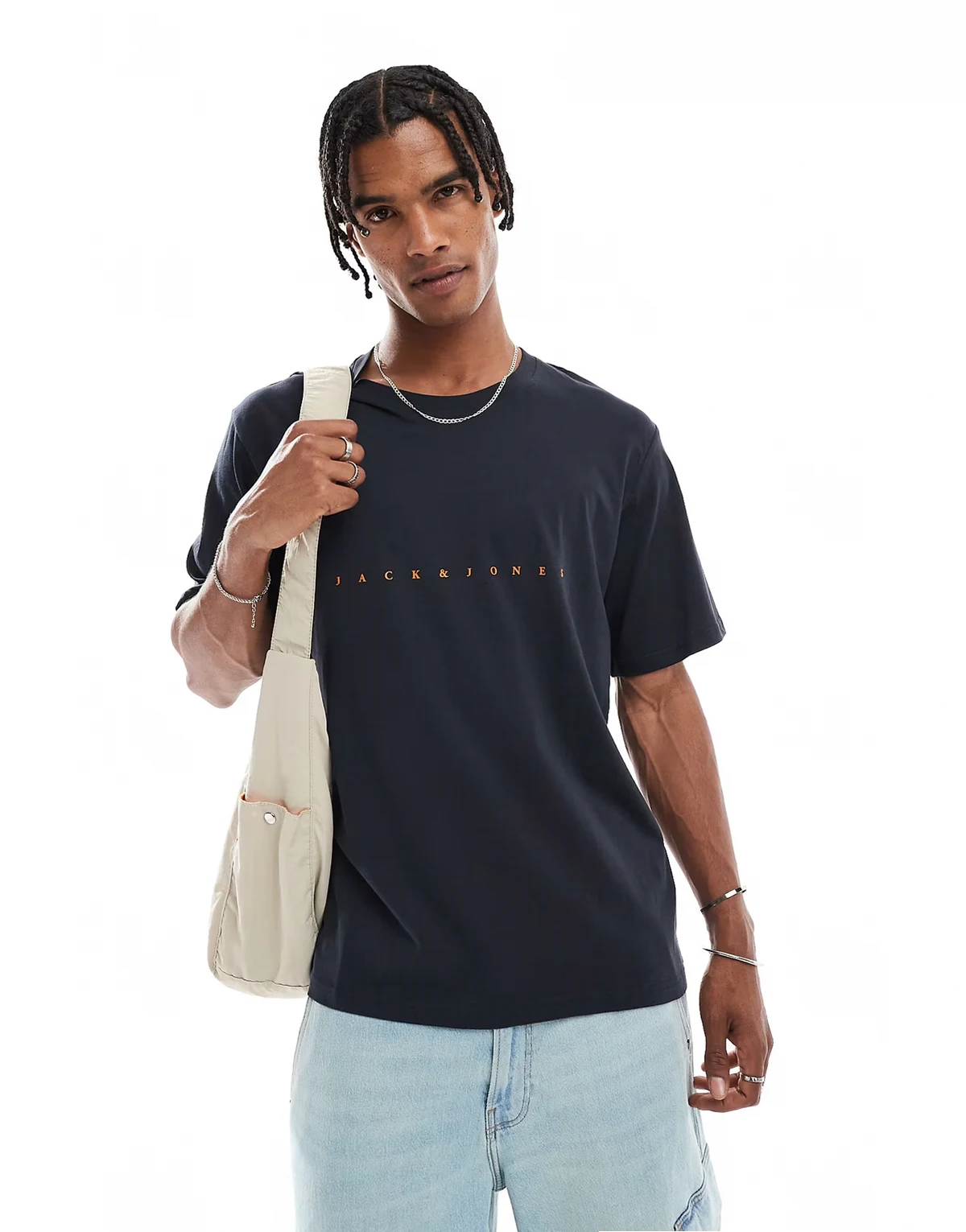 T-shirt with front logo in navy