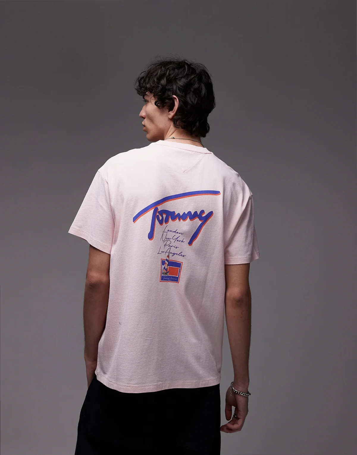 signature backprint t-shirt in pink and purple