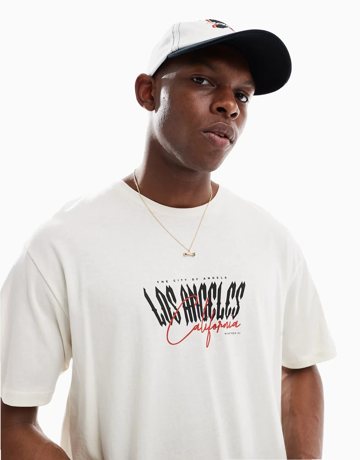oversized t-shirt with los angeles print in cream