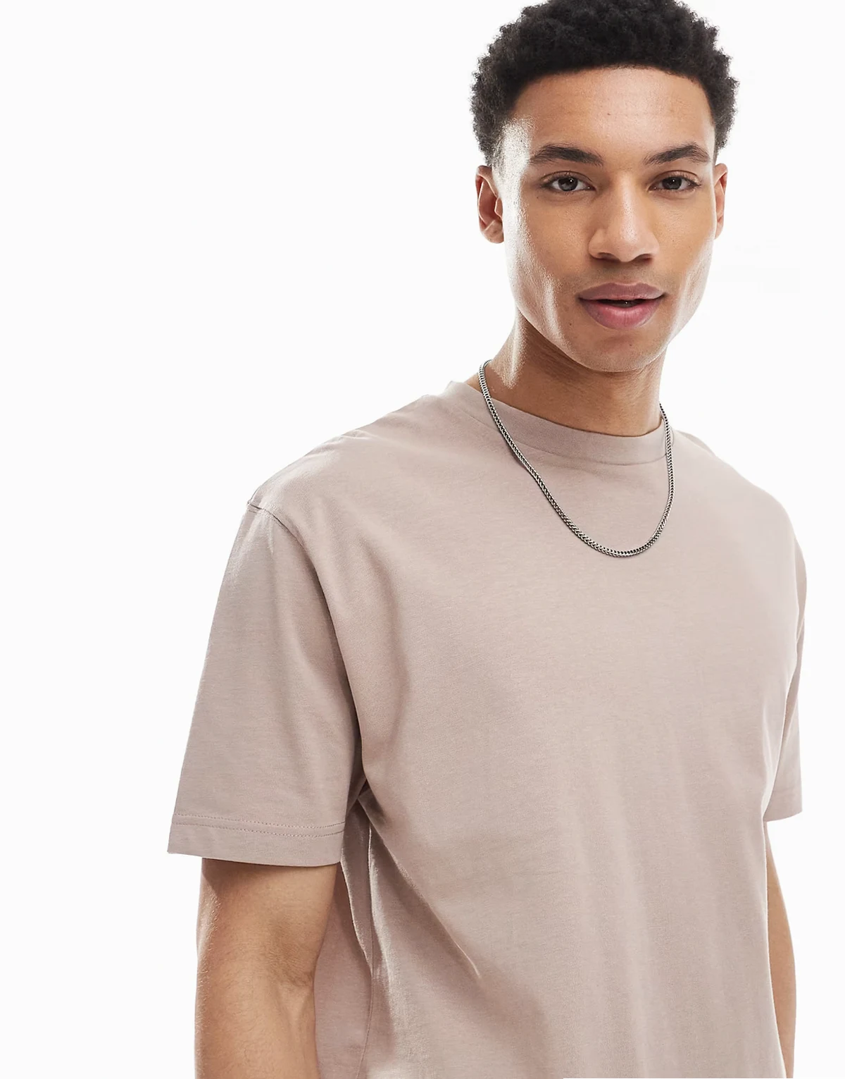 – Relaxed-Fit-T-Shirt aus schwerem Stoff in Steinbeige
