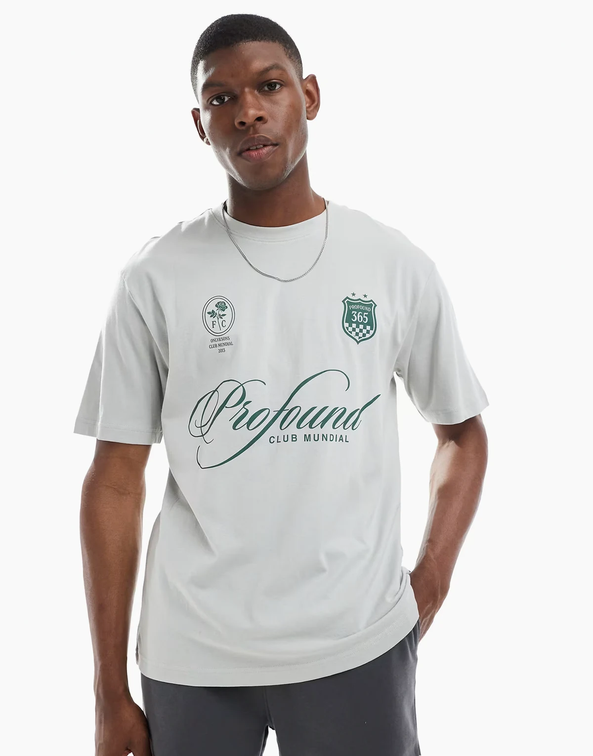 relaxed fit football t-shirt with profound print in gray