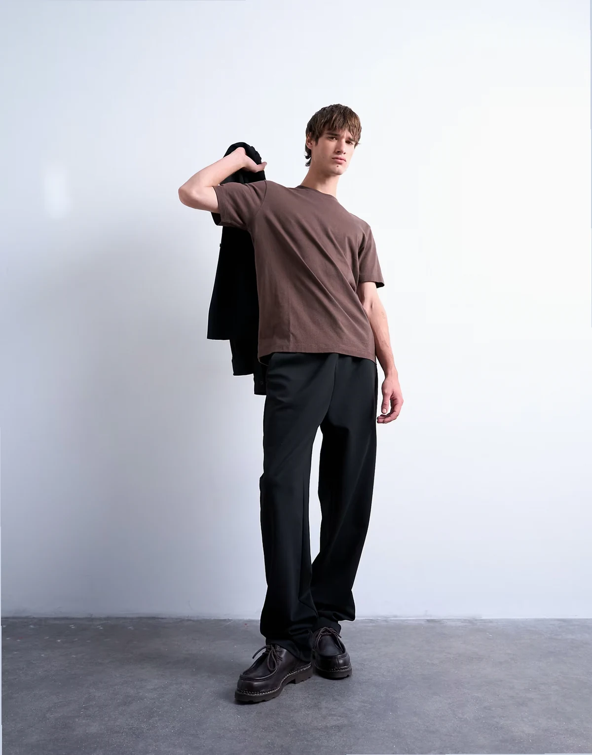 straight leg interlock sweatpants in black