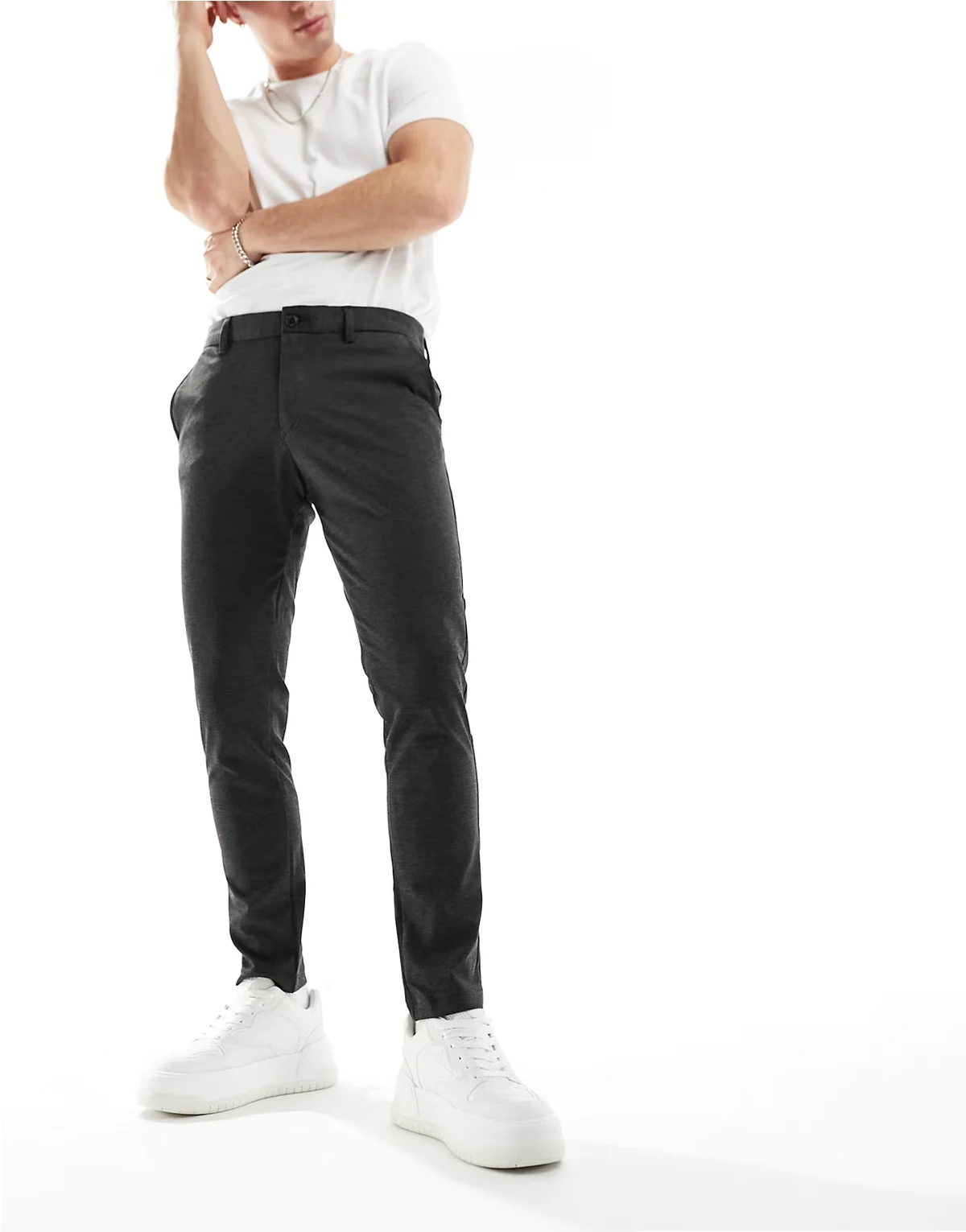 Intelligence Marco slim fit smart pants in dark gray