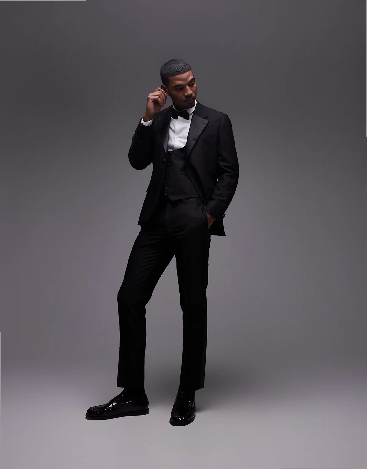 slim tux suit pants in black