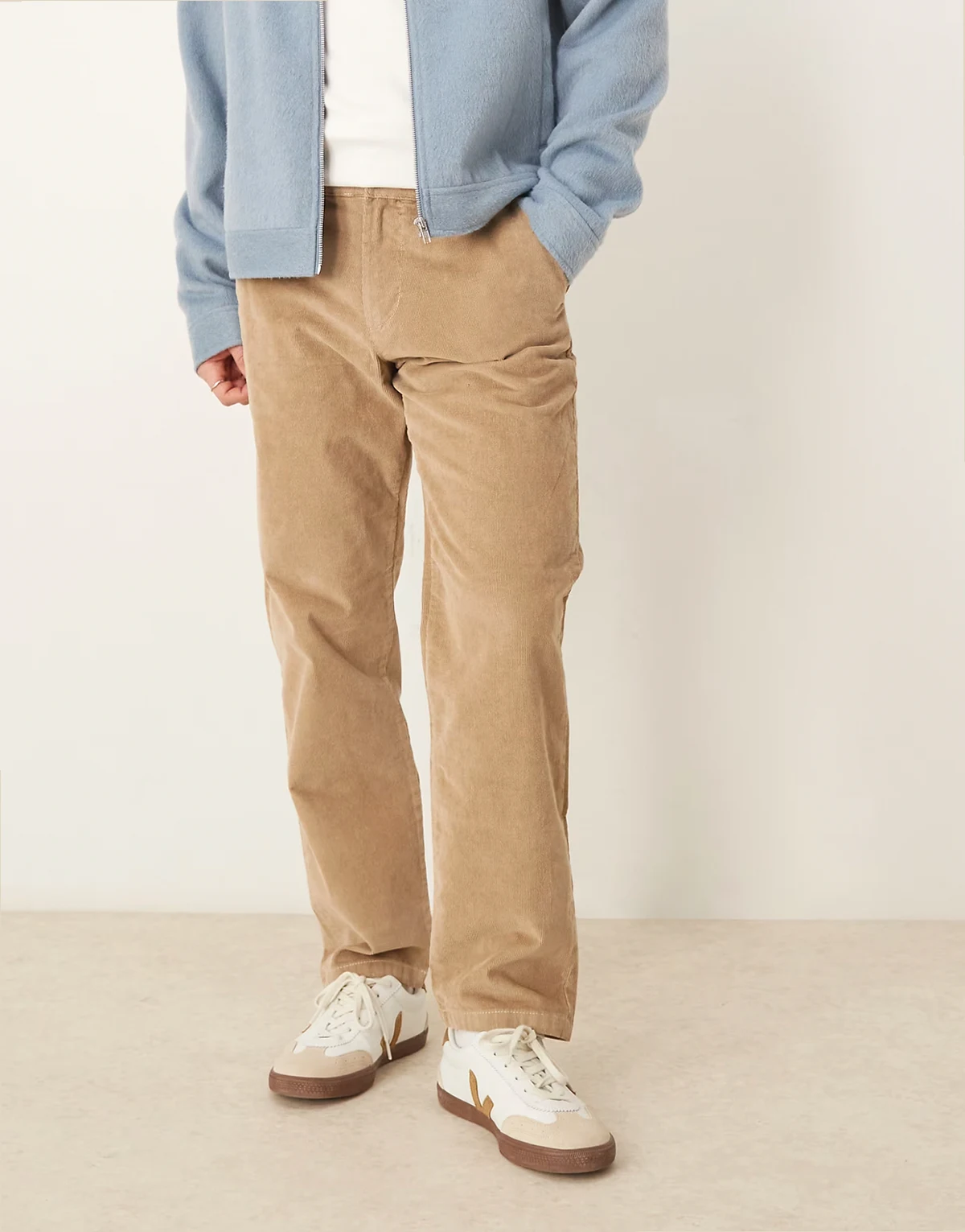 – Miles – Straight-Fit-Cordhose in Cremeweiß