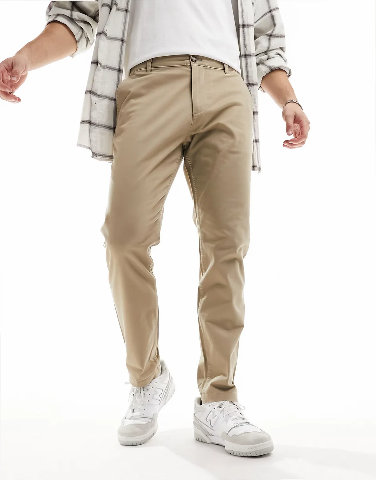 – Bill – Schmal geschnittene Chinohose in Beige