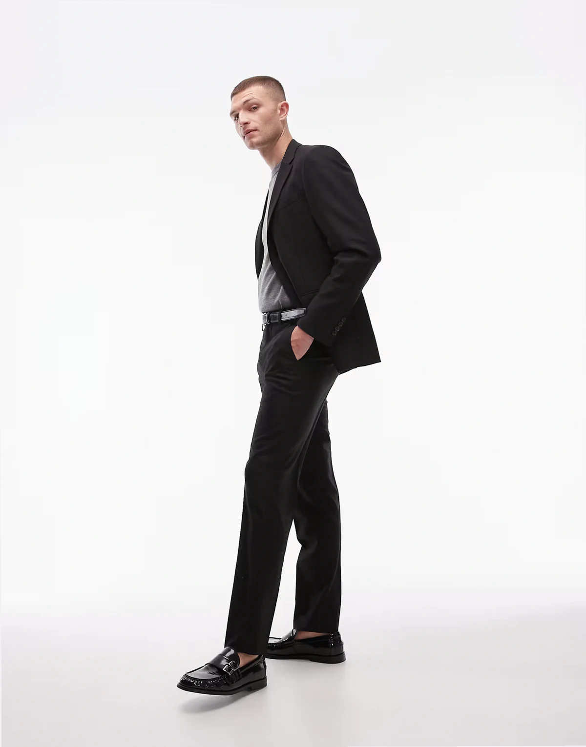 skinny suit pants in black