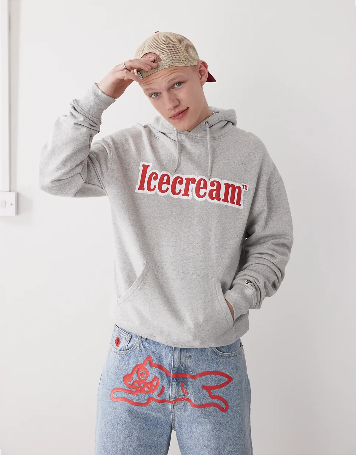 logo pullover hoodie in gray