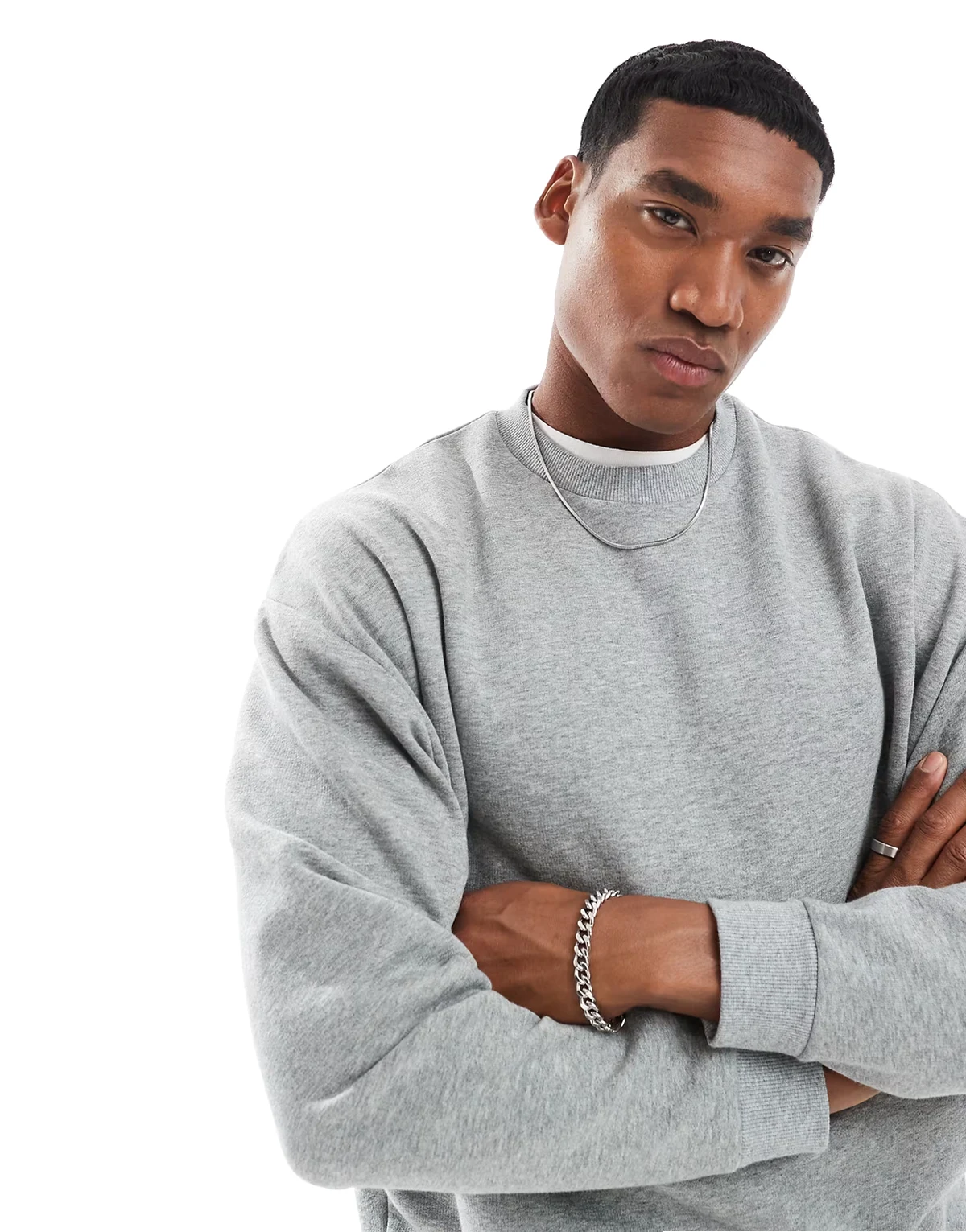 Essentials relaxed fit sweatshirt in heather gray