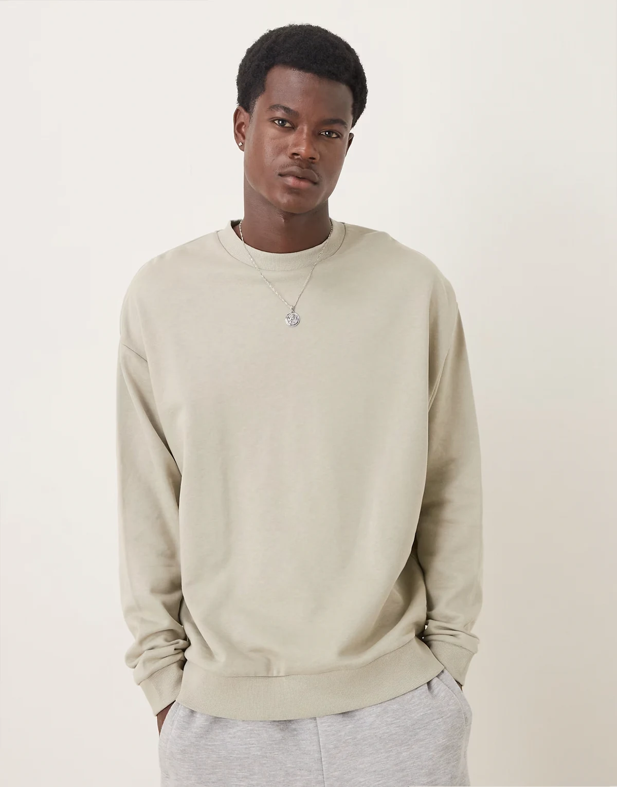 Essentials relaxed fit sweatshirt in stone