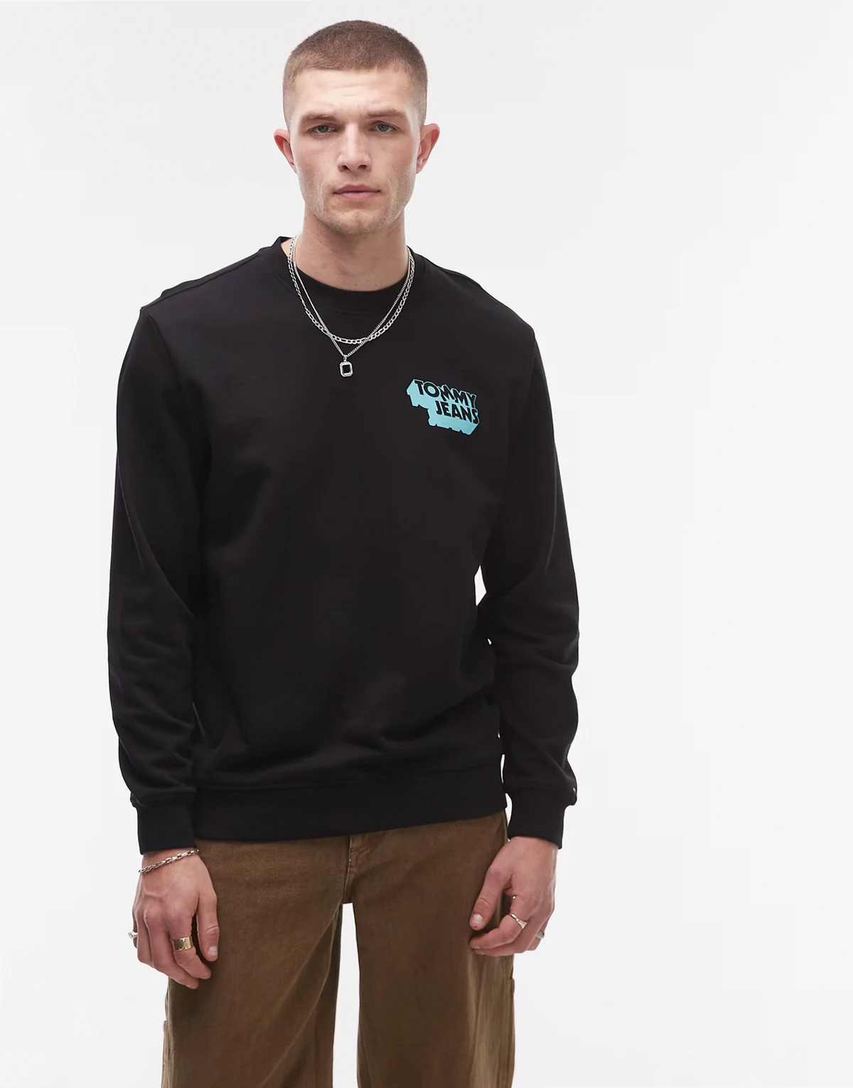 stack logo sweatshirt in black