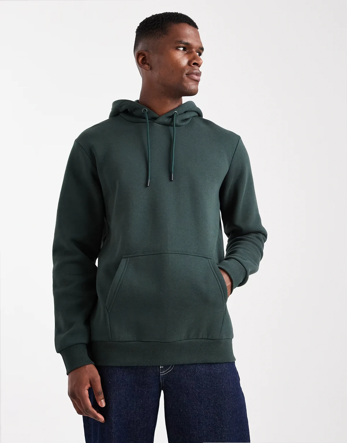 slim fit hoodie in dark green