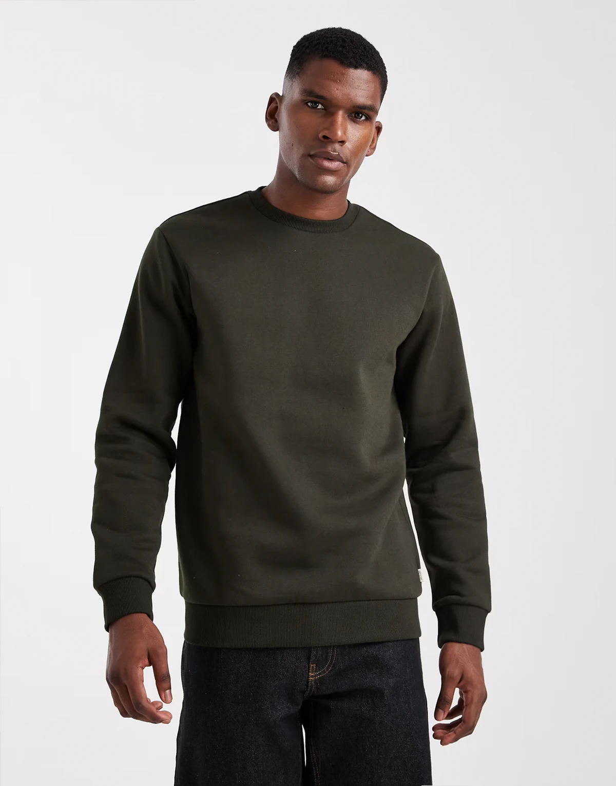 crew neck sweatshirt in khaki