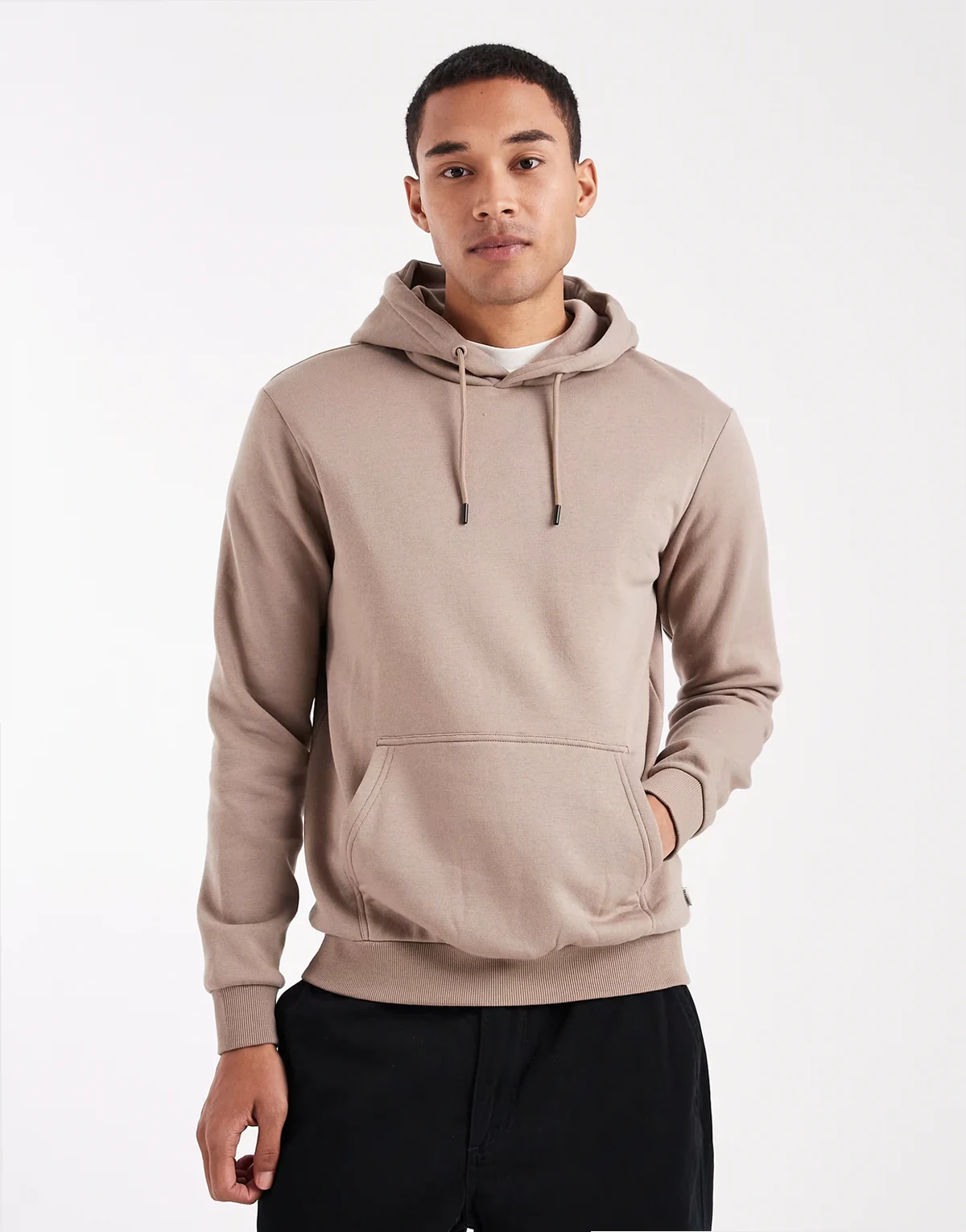 slim fit hoodie in tan