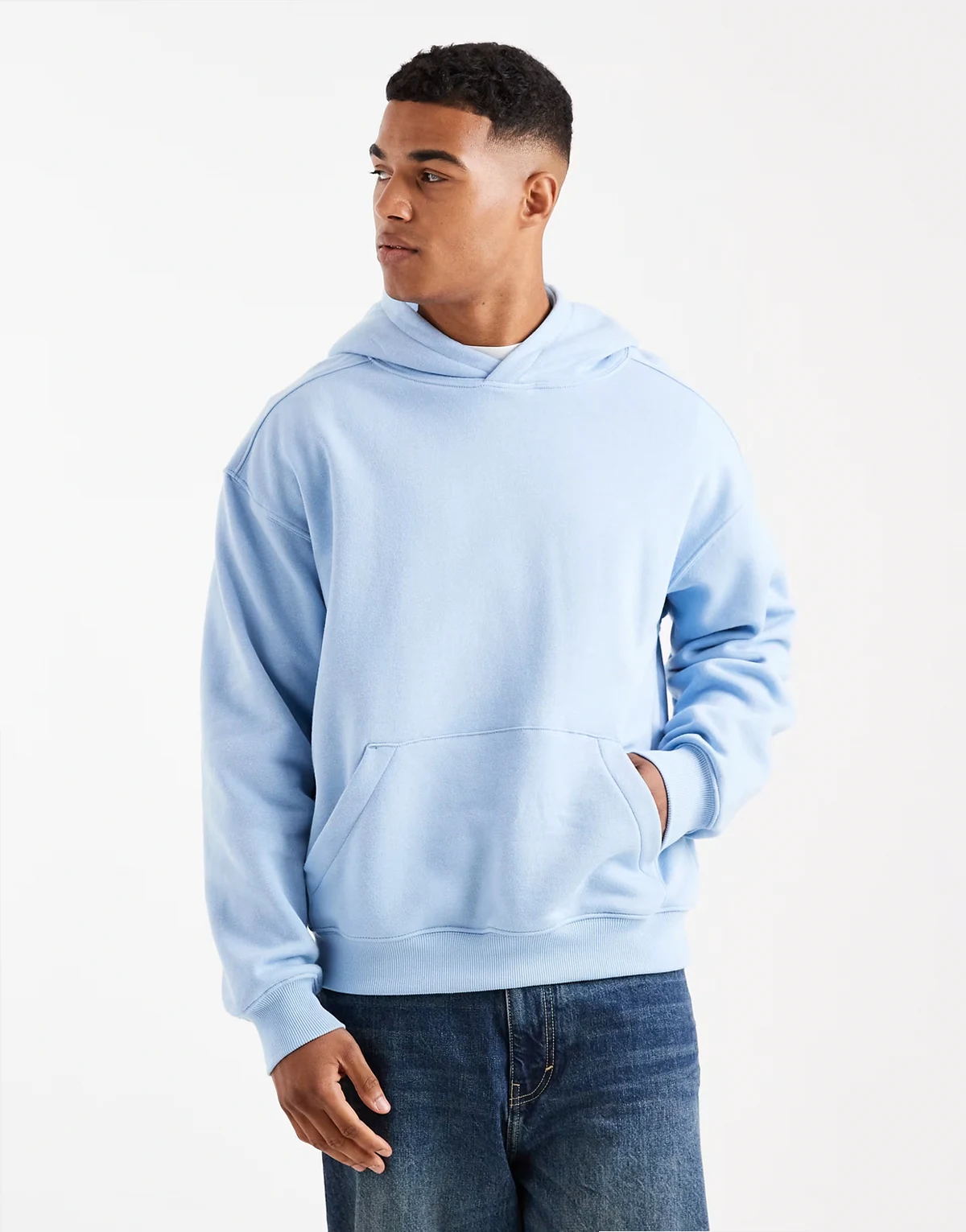 – Kastiger Kapuzenpullover in Perlenblau