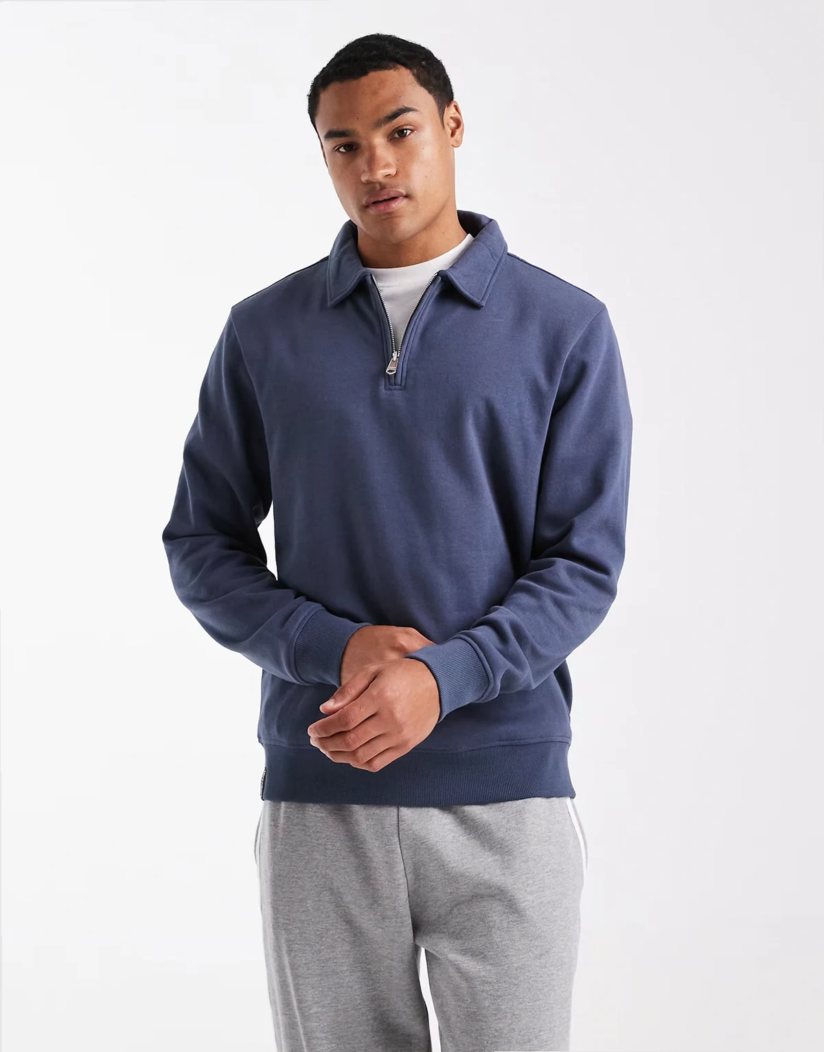 quarter zip fleece sweatshirt in blue