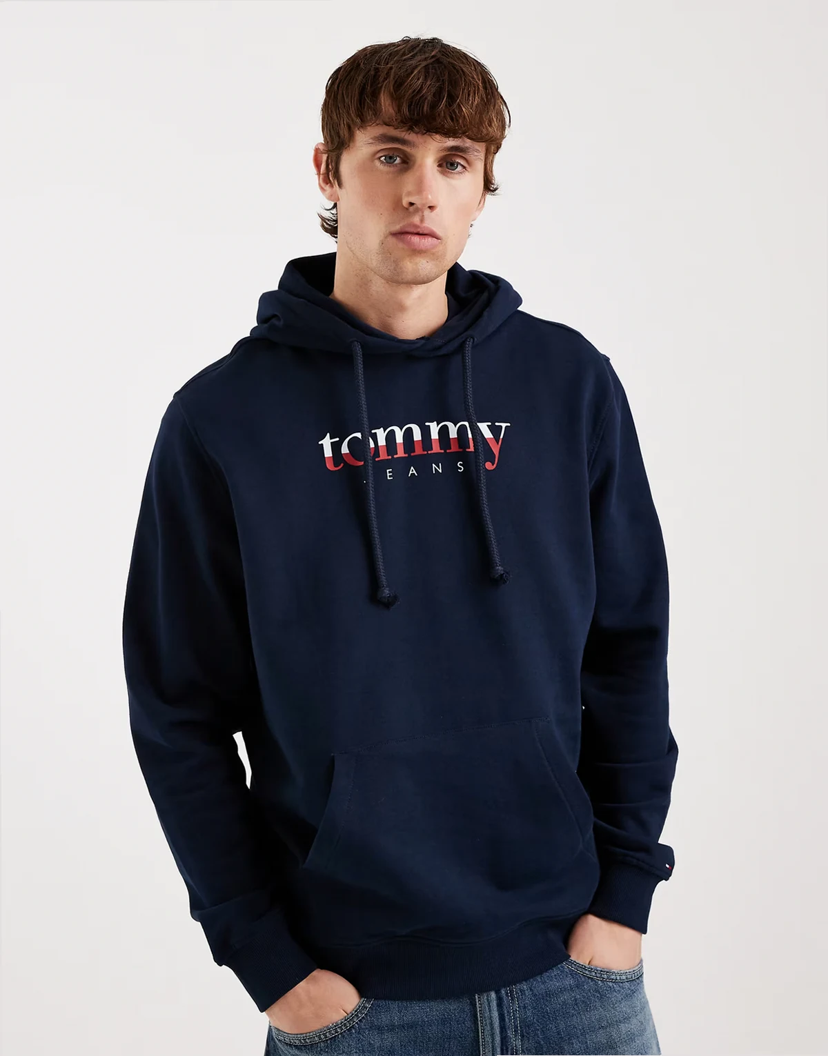 logo terry hoodie in navy