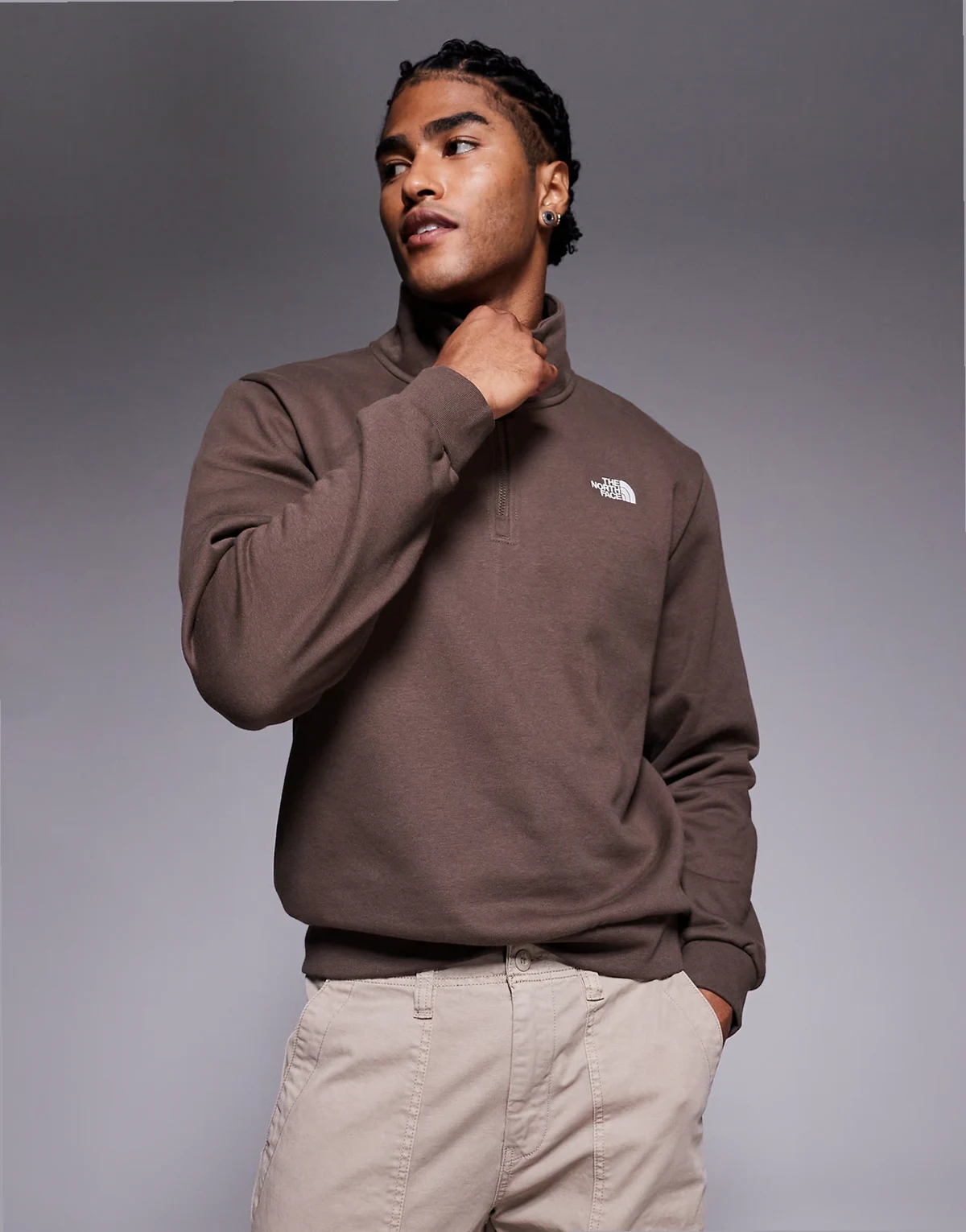Evolution quarter zip sweatshirt in brown