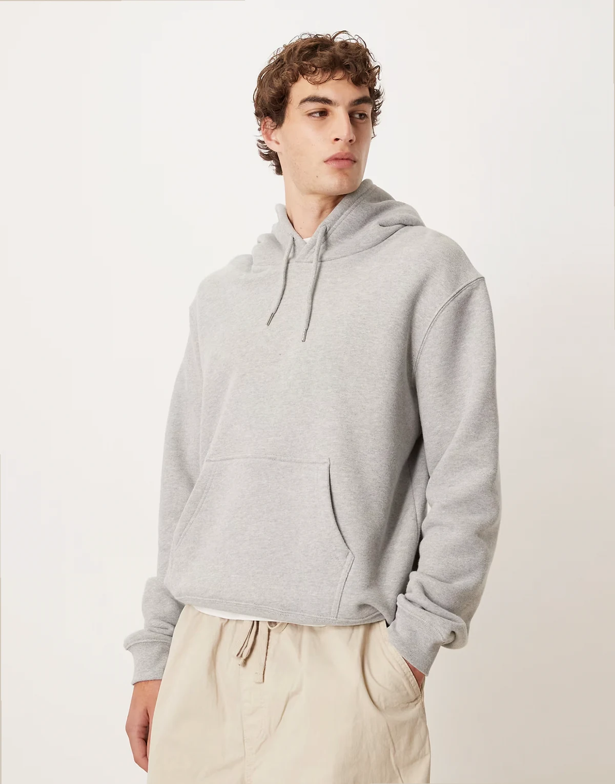 sueded sweatshirt hoodie in gray