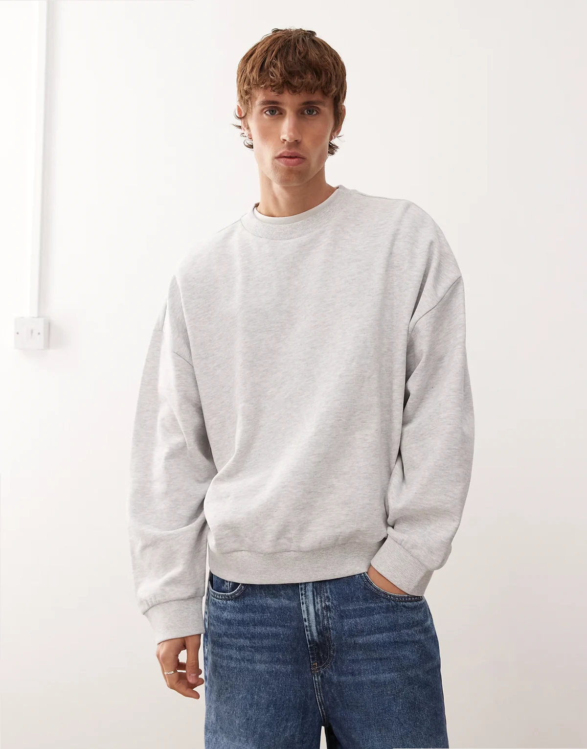 Essentials boxy oversized sweatshirt in gray heather