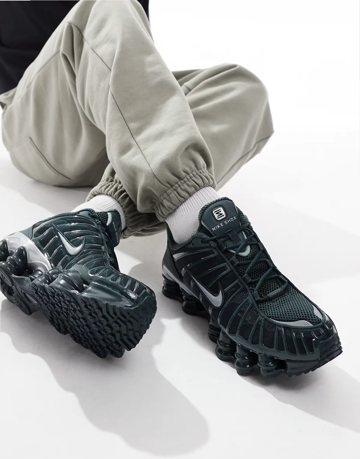 Shox TL sneakers in dark green and silver