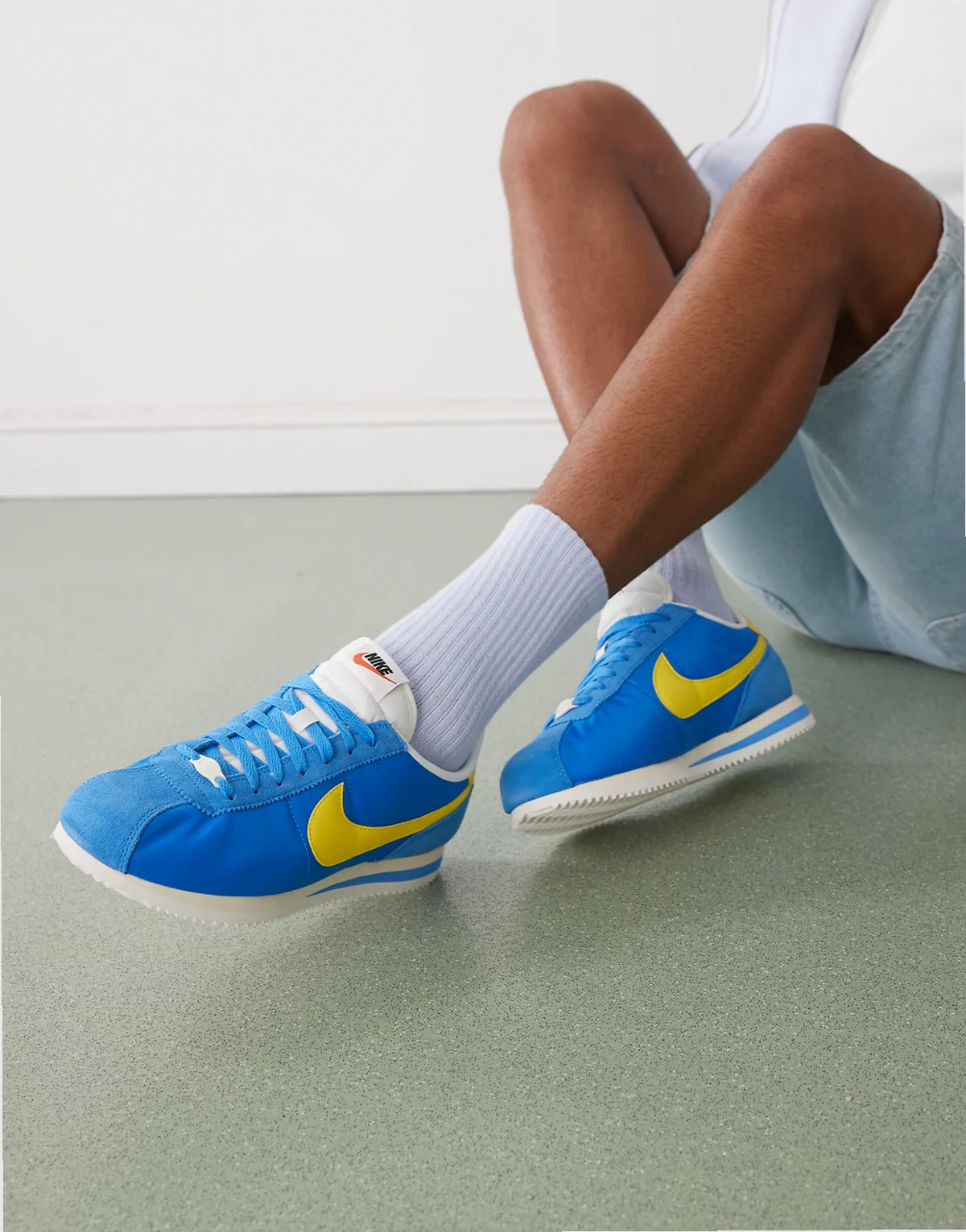 Cortez Textile sneakers in blue and yellow