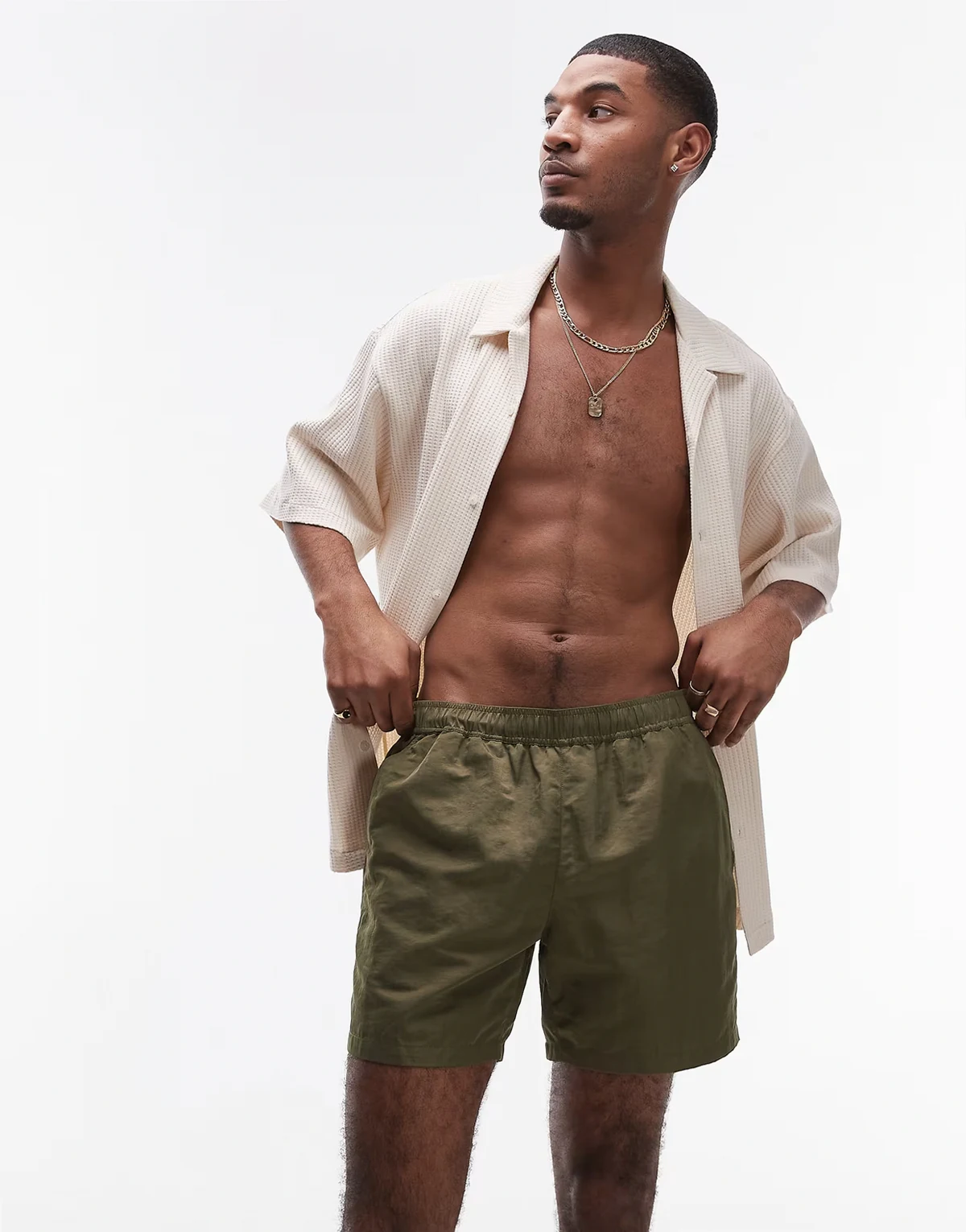 swim shorts in khaki