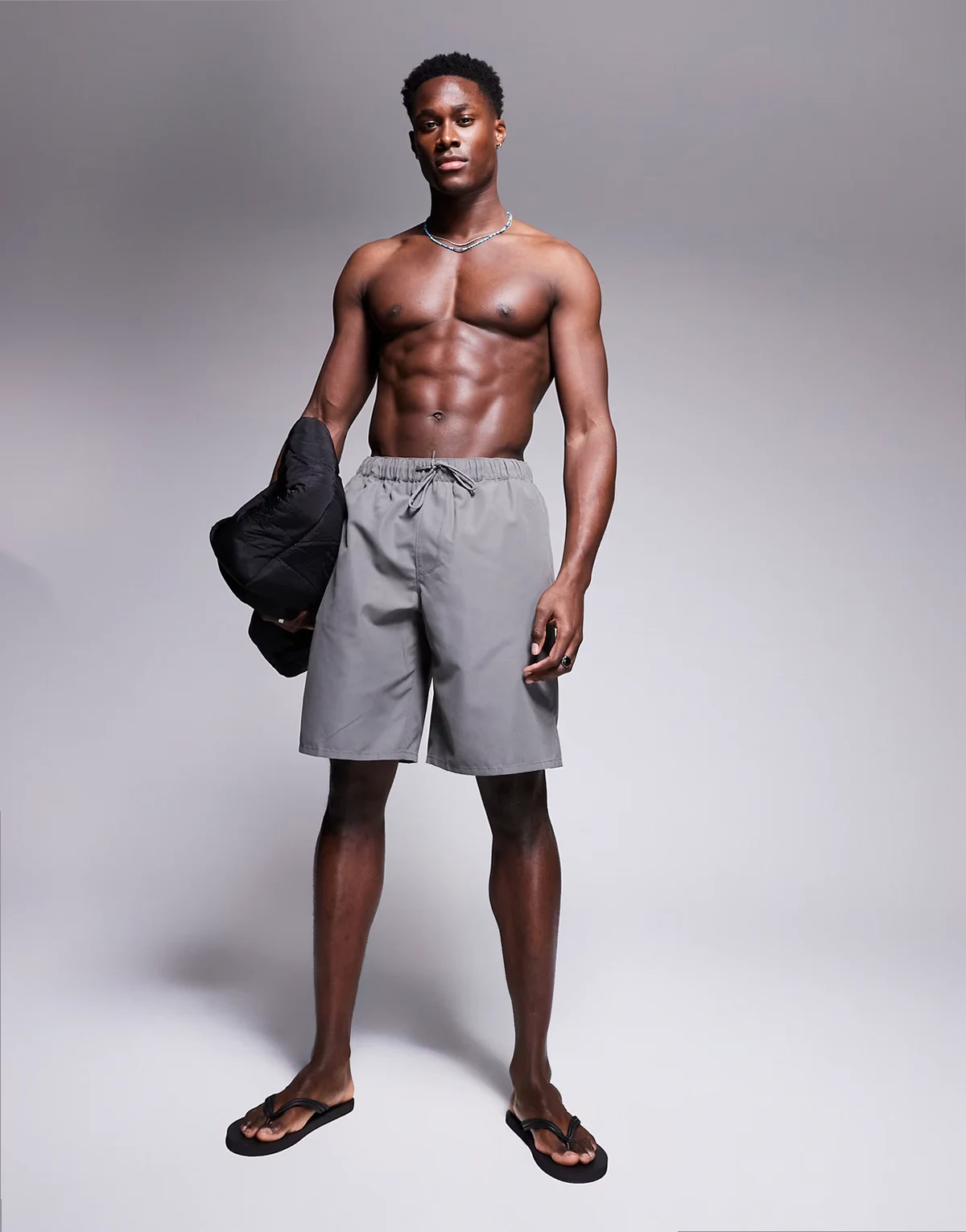 – Lange Badeshorts in Grau