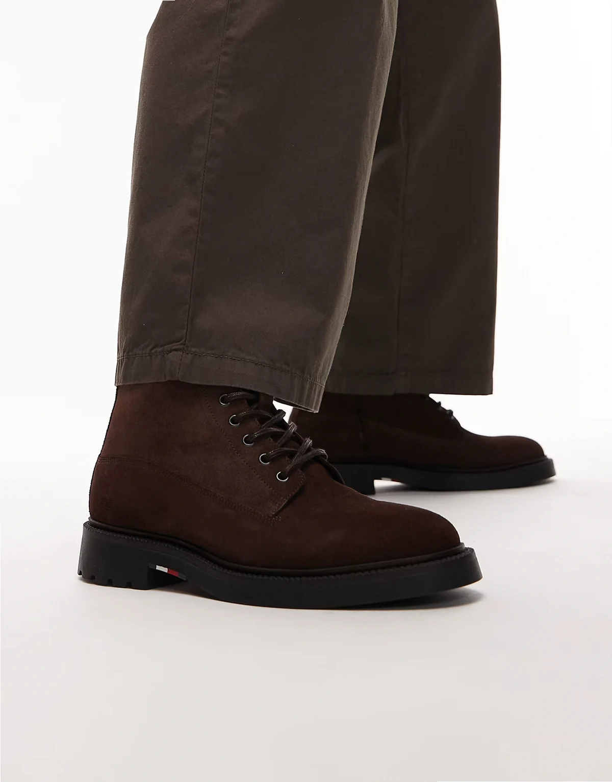 leather suede comfort lace up boots in brown