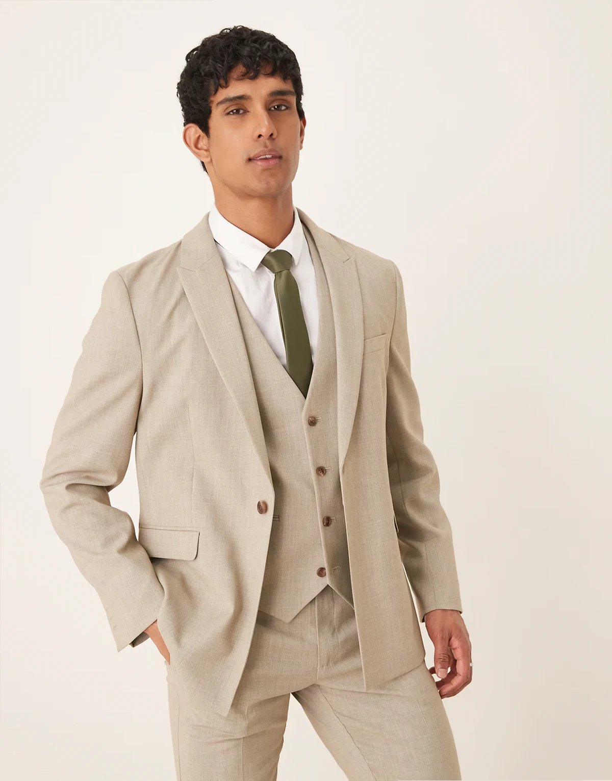 slim suit jacket in light heather gray texture