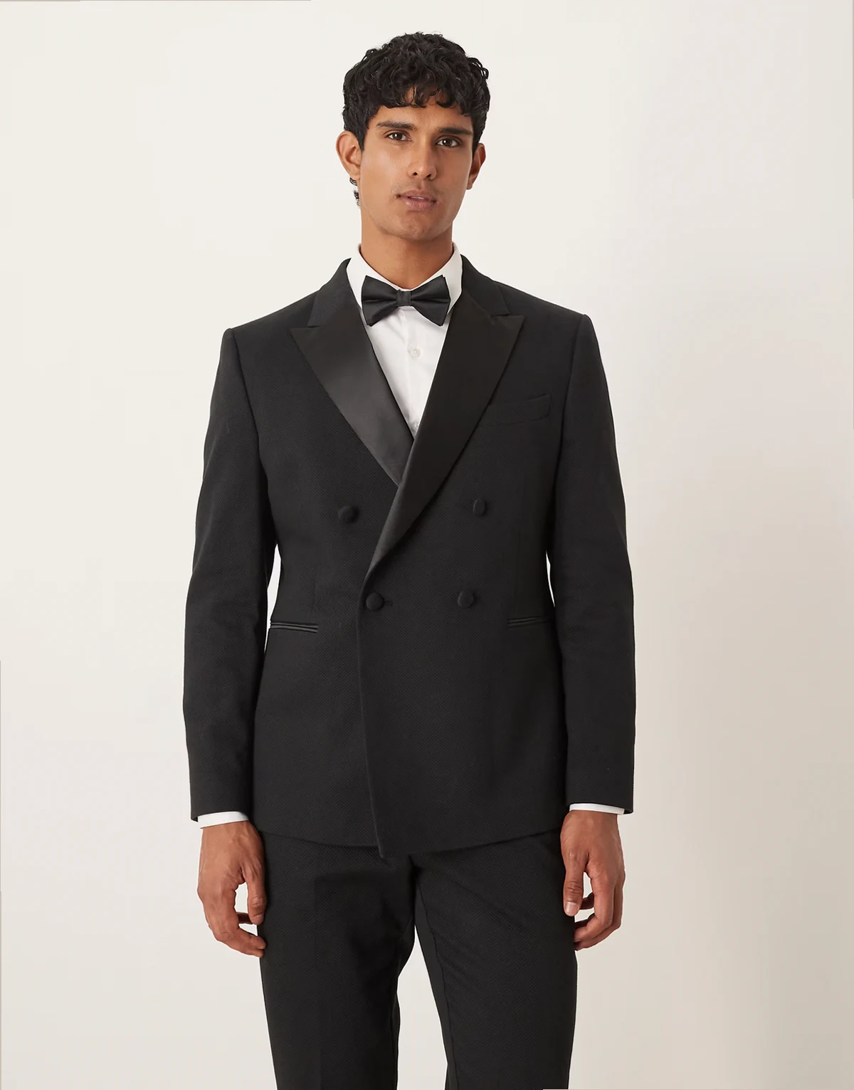 double breasted tuxedo suit jacket in black texture