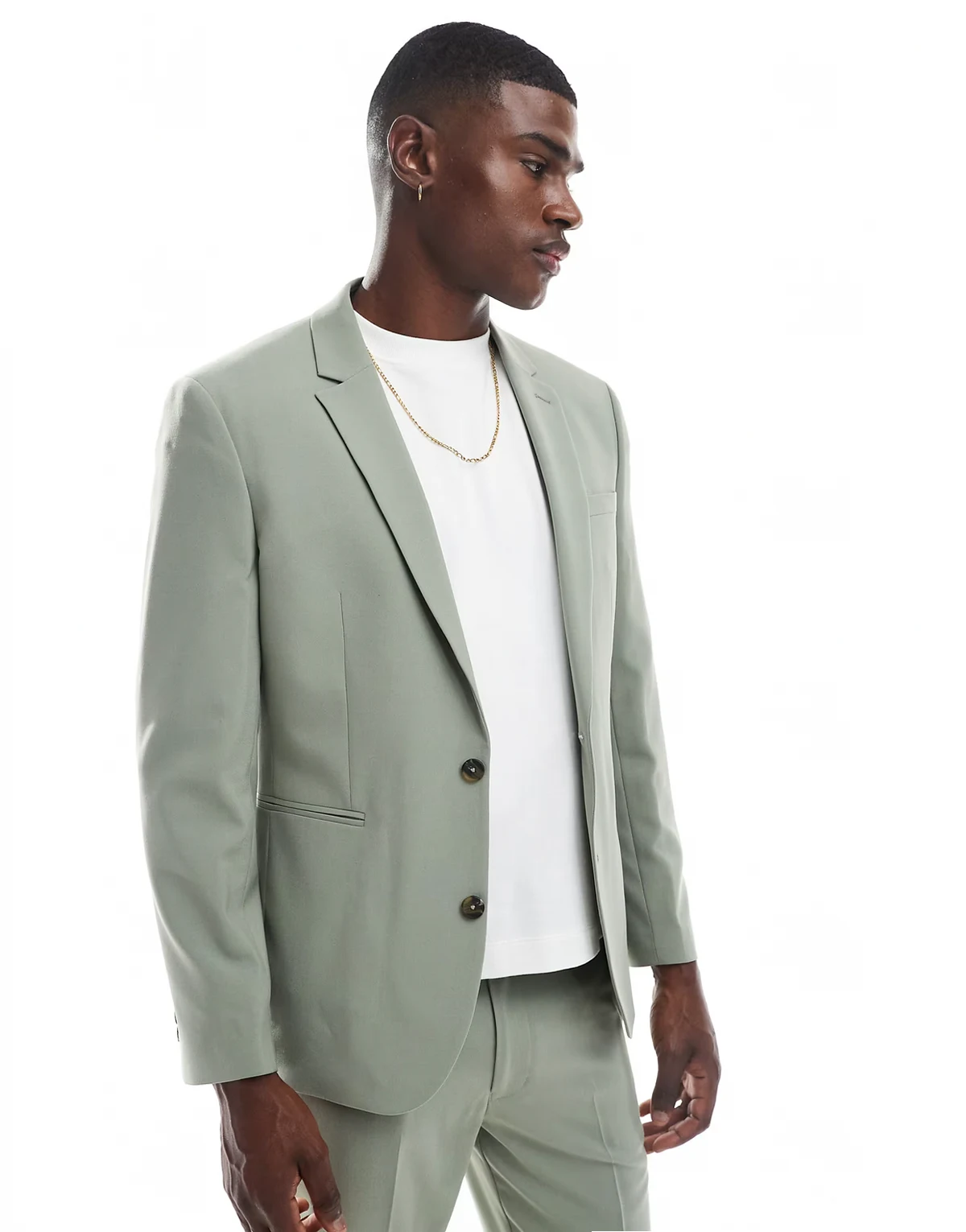 slim suit jacket in sage green