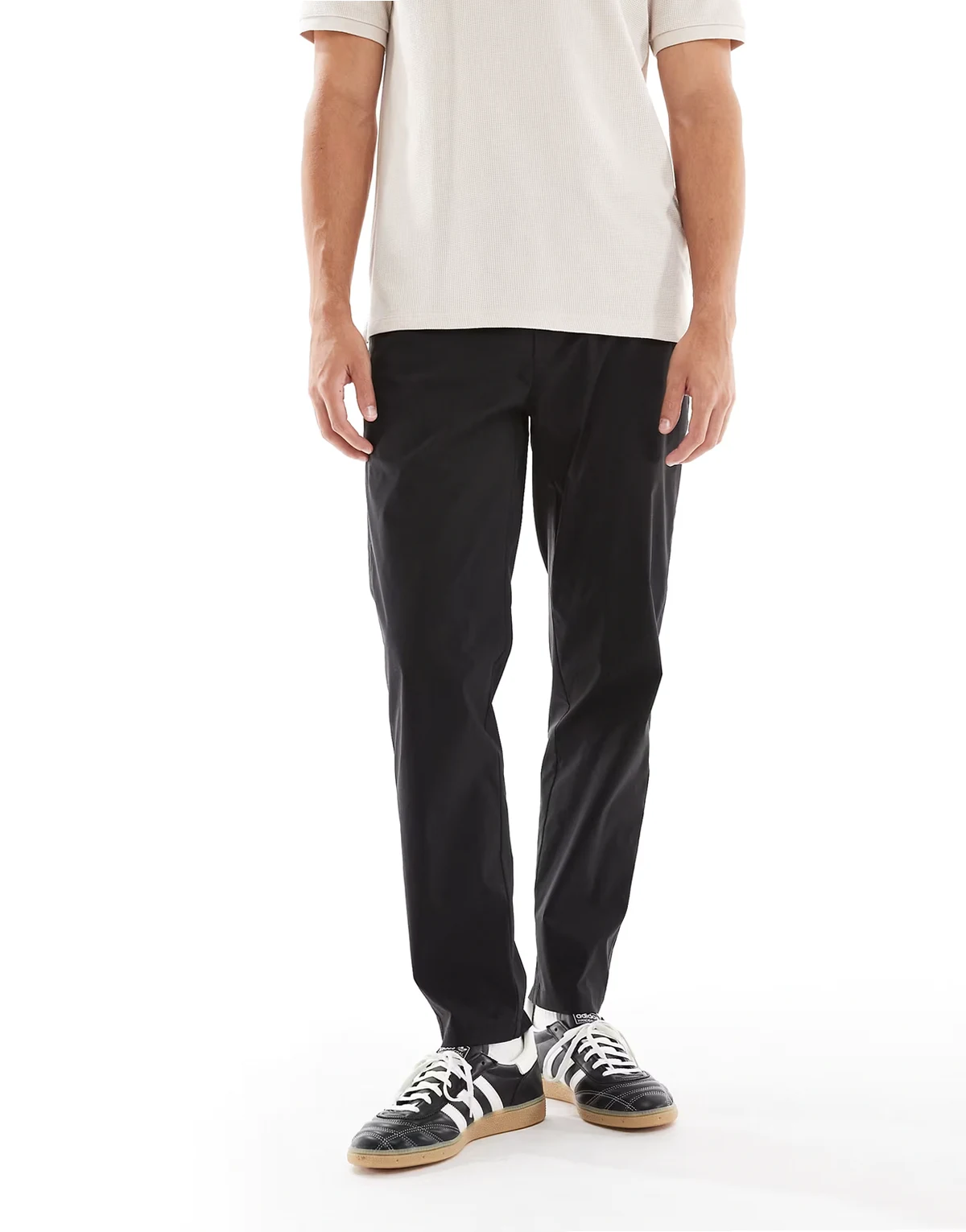 slim tapered pants in black