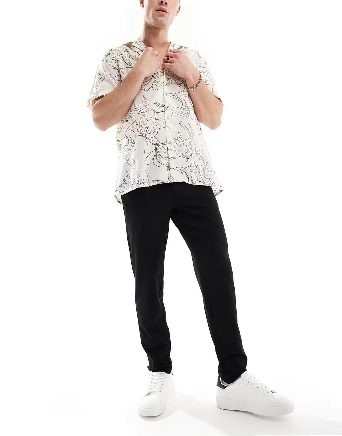 straight fit worker chino in black