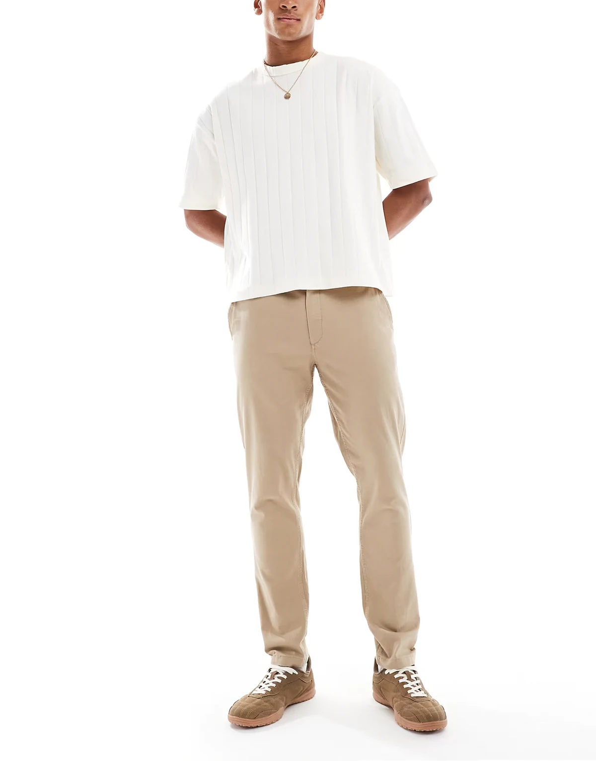 slim fit chino pants in beige